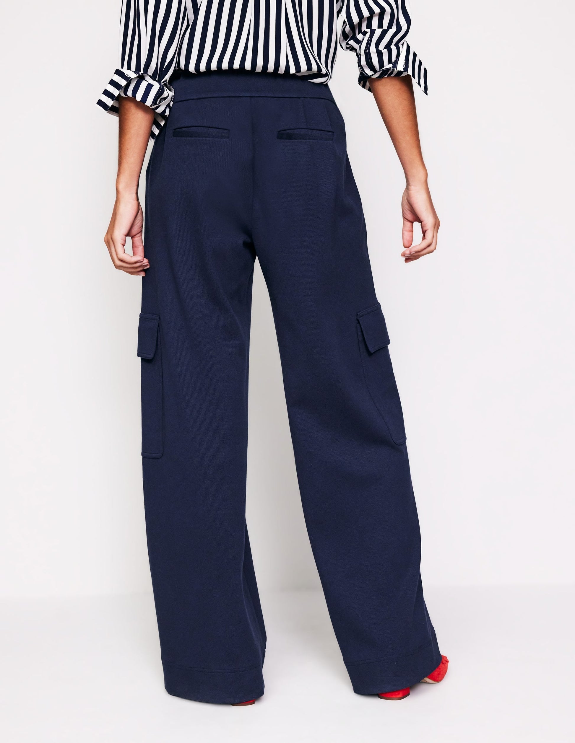 Ponte Twill Pull-on Trousers-Navy-3