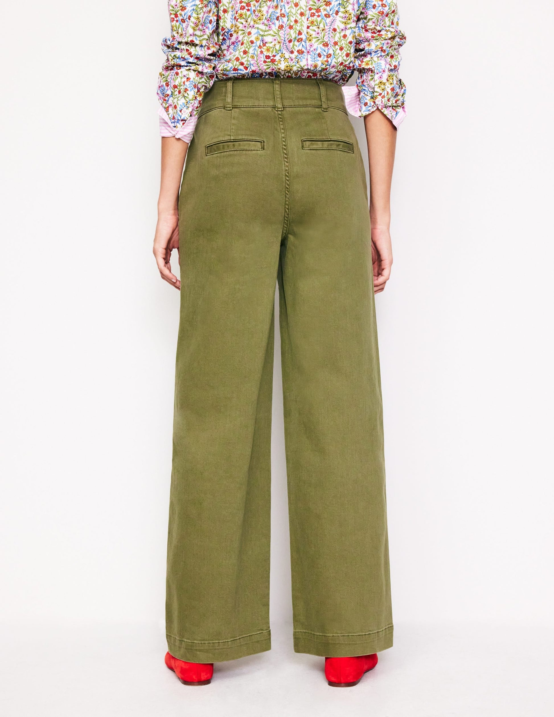 Wide Leg Cargo Trousers-Oregano-3