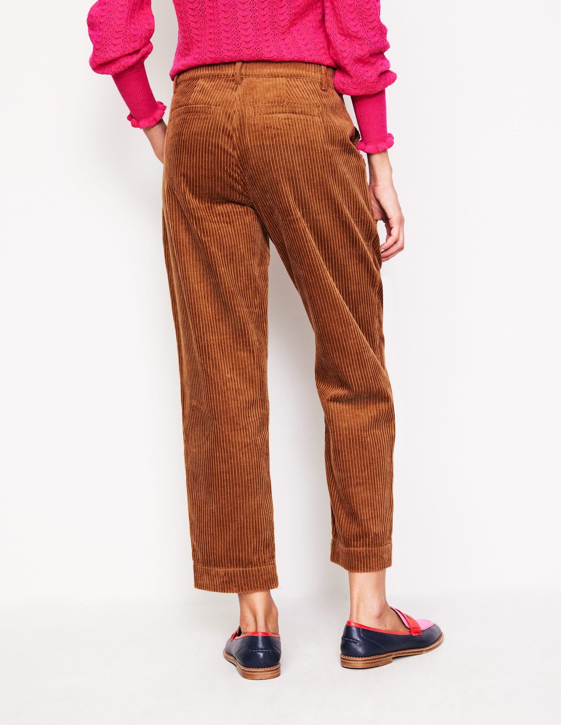 Tapered Cord Cargo Trousers-Gingerbread-3