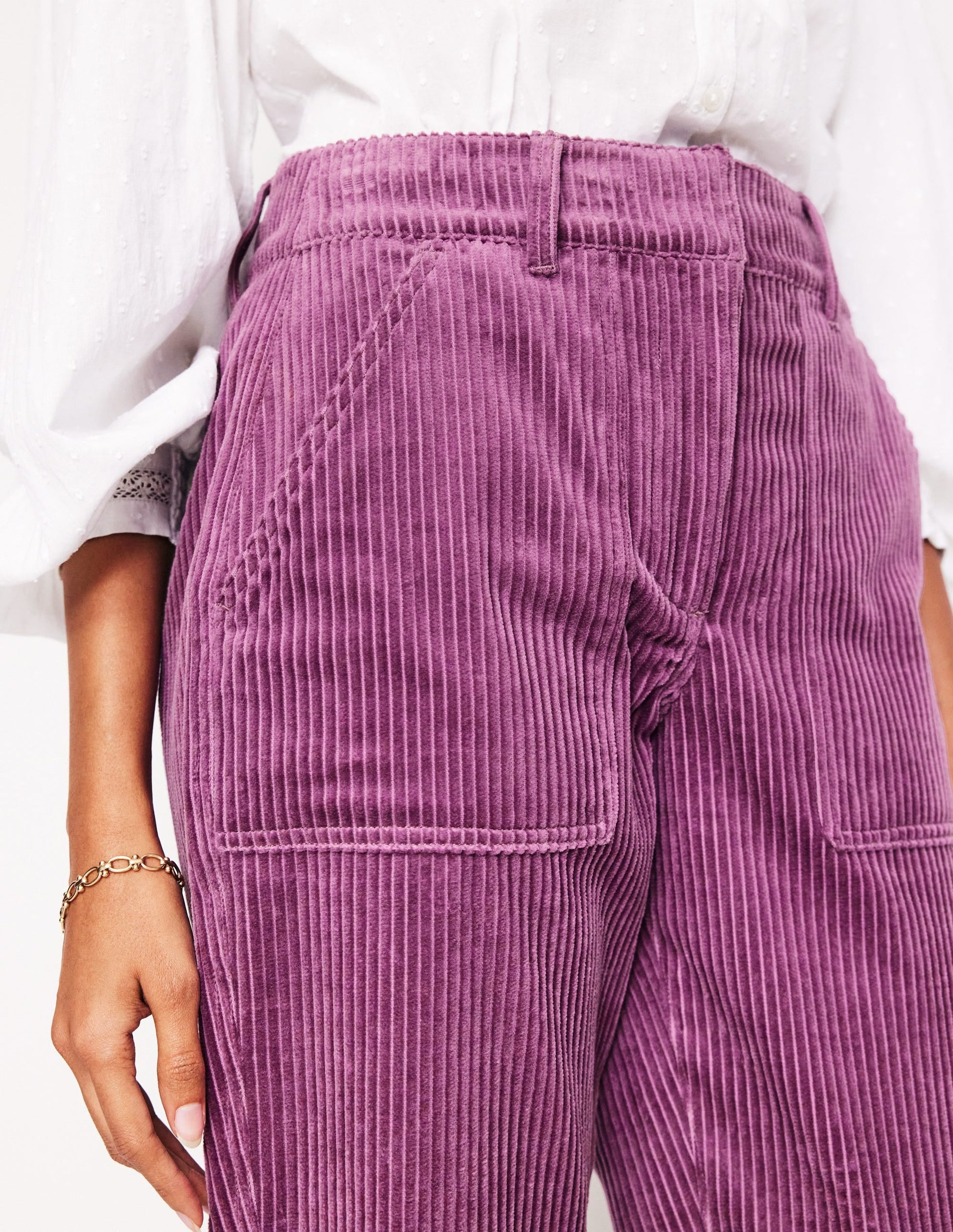 Tapered Cord Cargo Trousers-Purple Thistle-2
