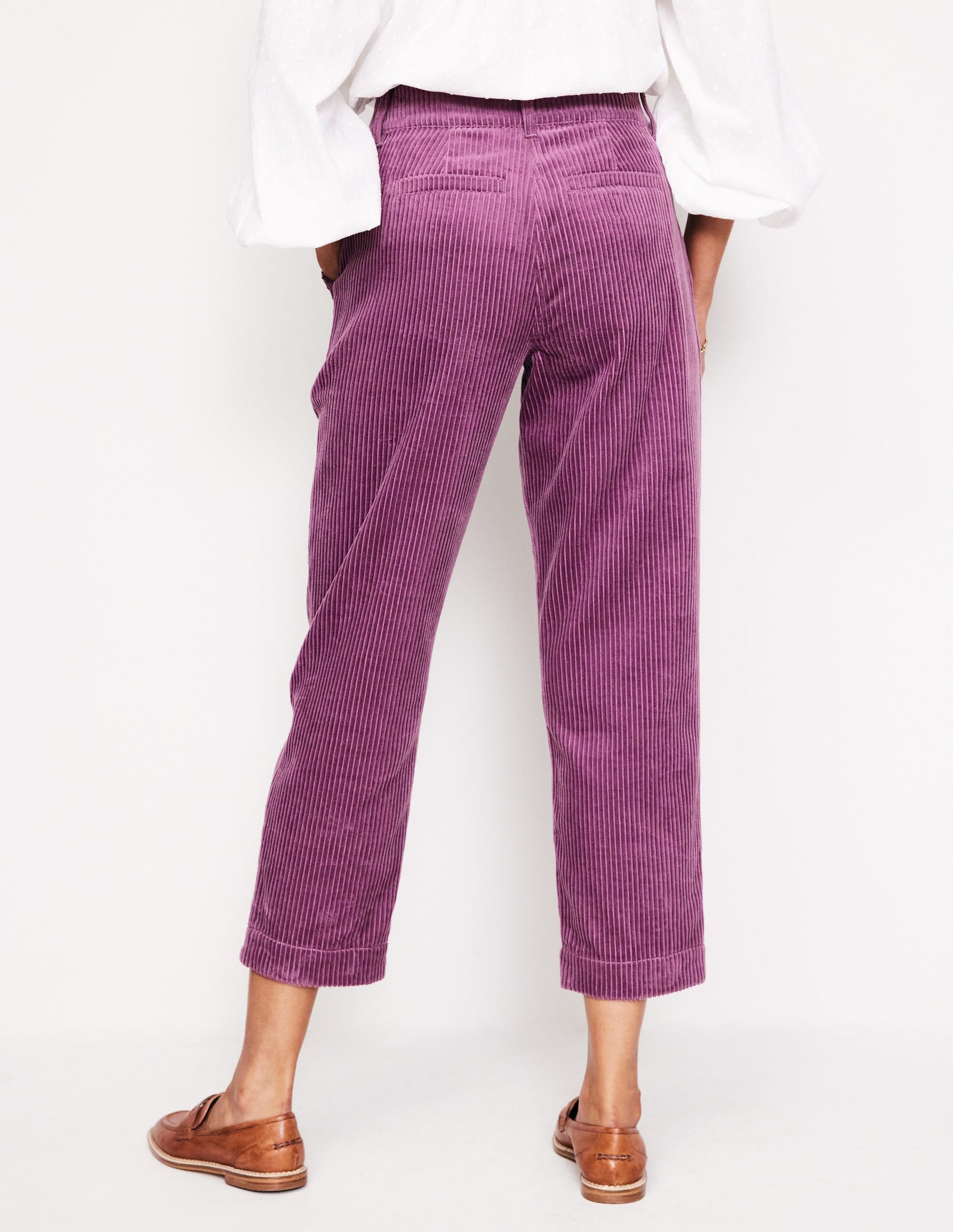 Tapered Cord Cargo Trousers-Purple Thistle-3