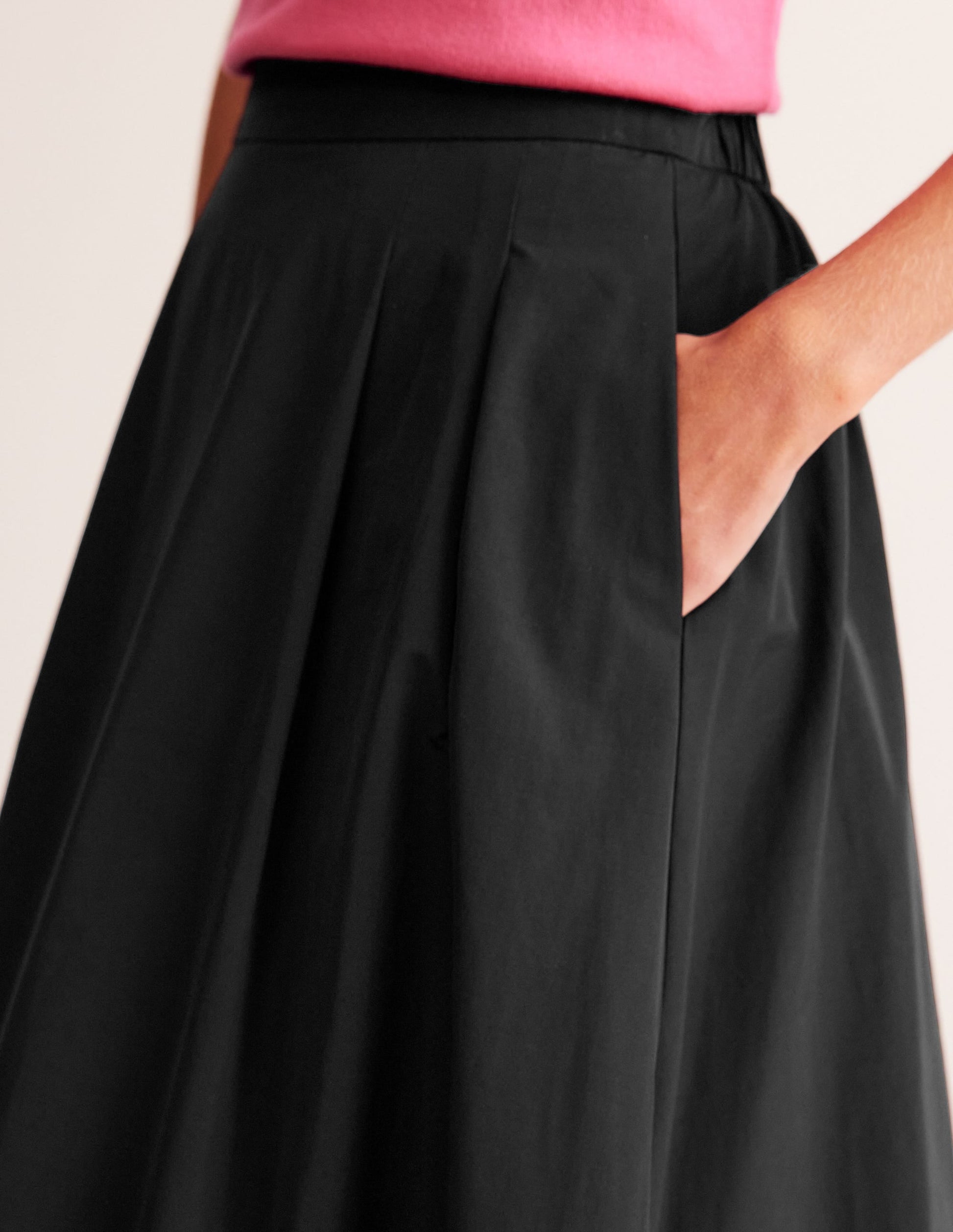 Isabella Taffeta Midi Skirt-Black-2