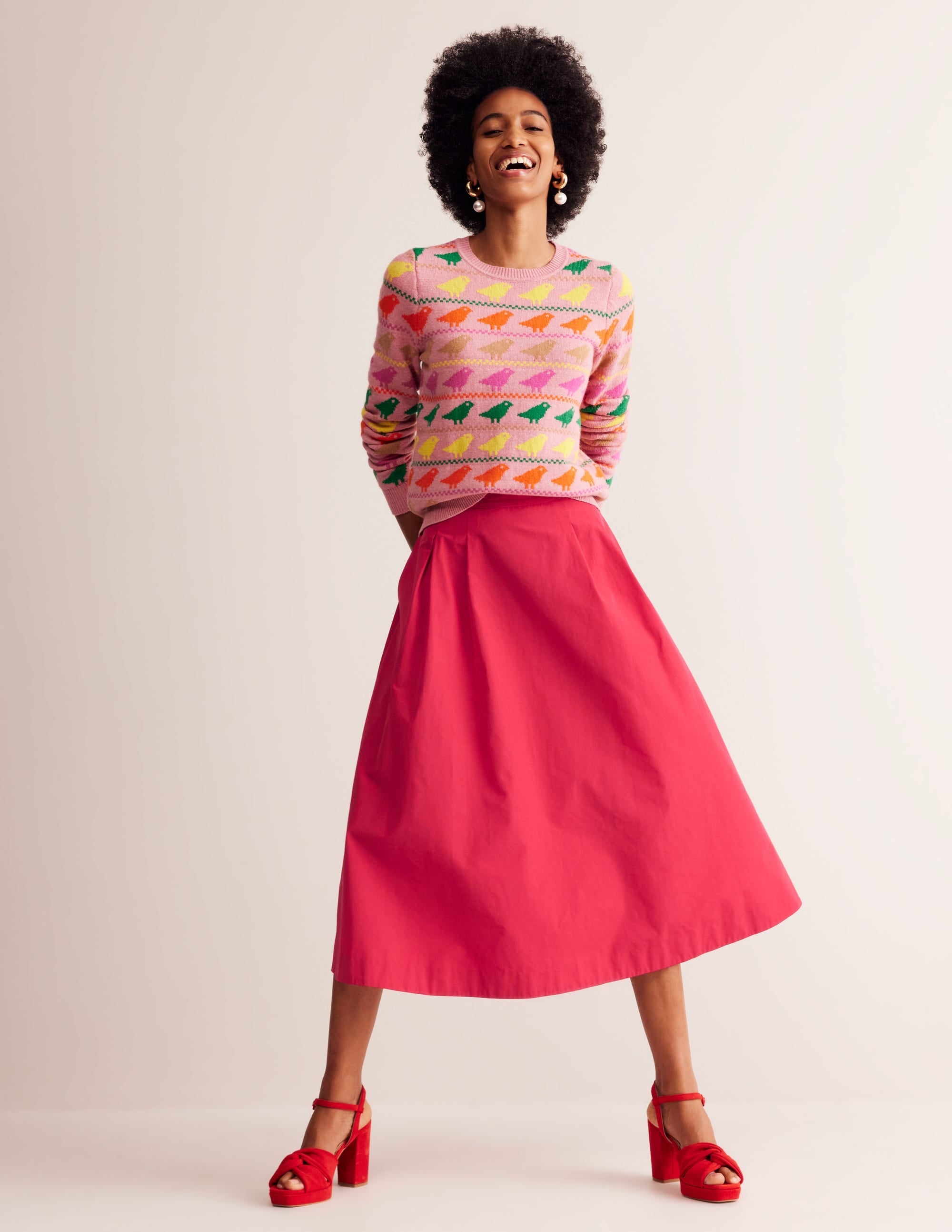 Isabella Taffeta Midi Skirt-Cherry Jam - Image 1