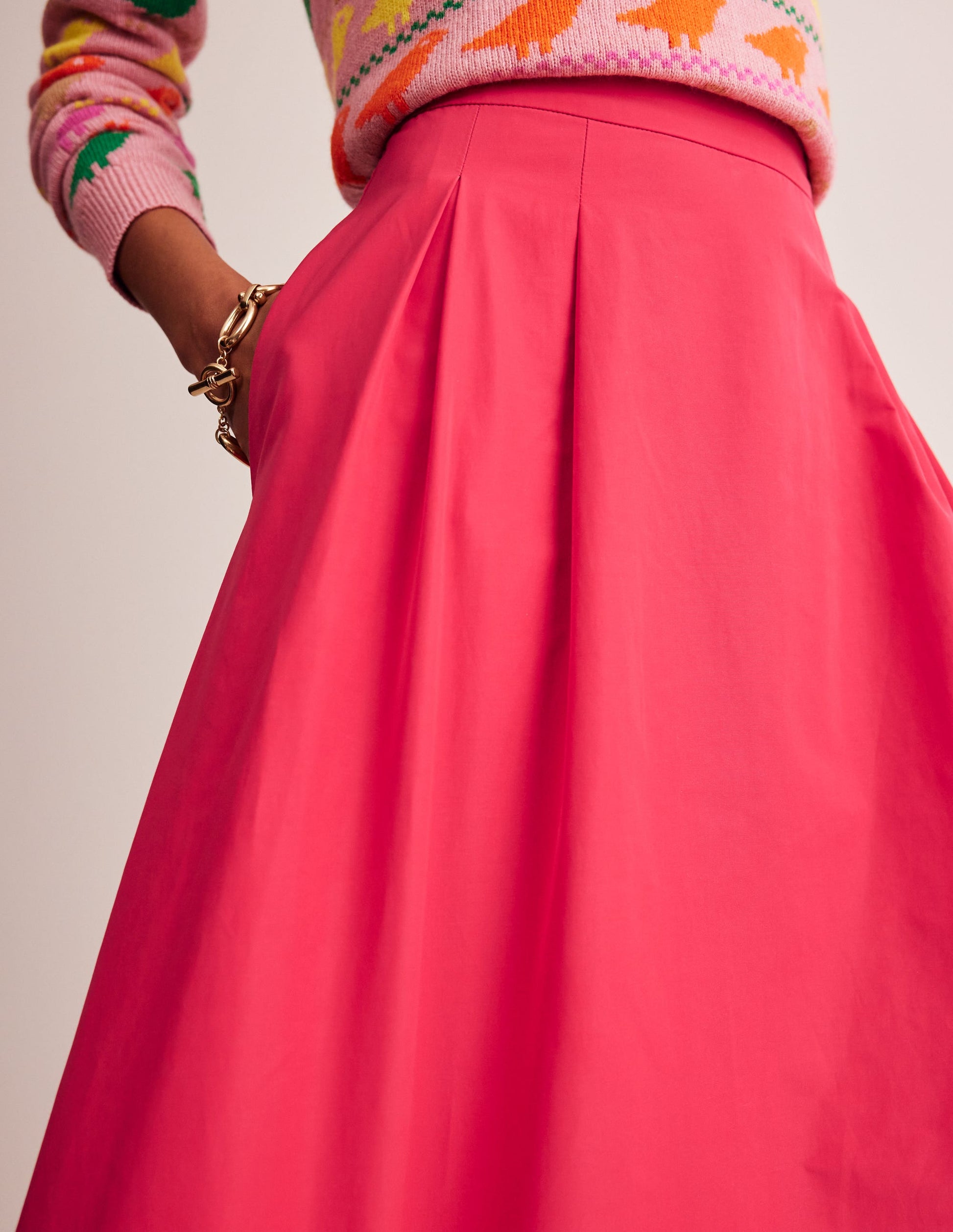 Isabella Taffeta Midi Skirt-Cherry Jam-2