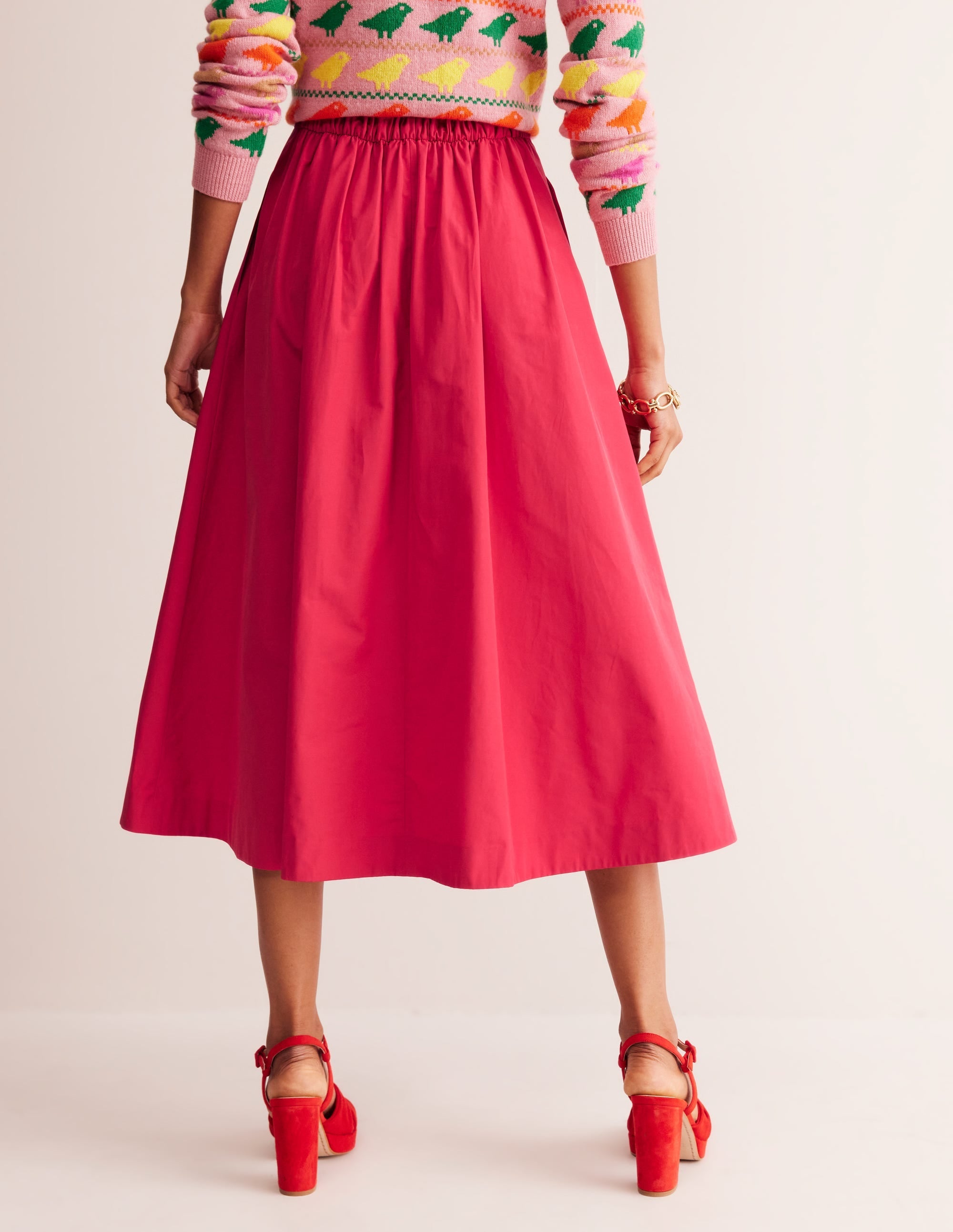 Isabella Taffeta Midi Skirt-Cherry Jam - Image 3
