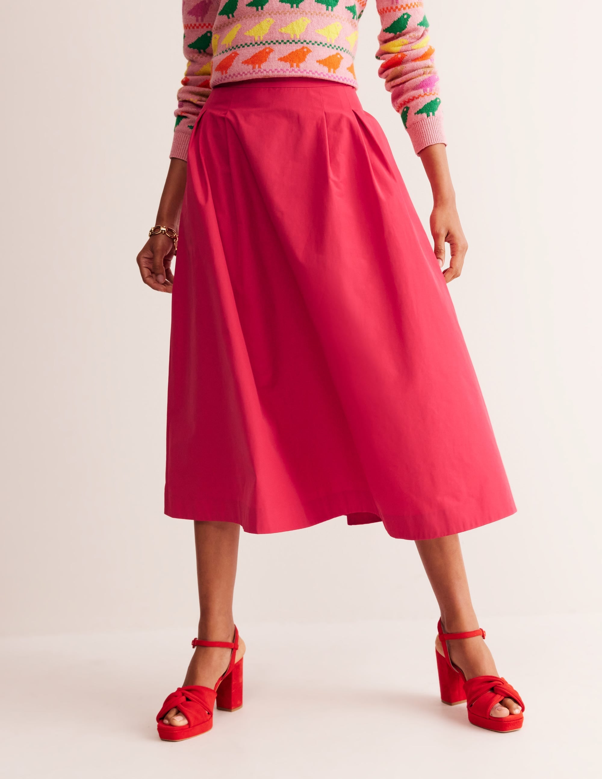 Isabella Taffeta Midi Skirt-Cherry Jam - Image 4