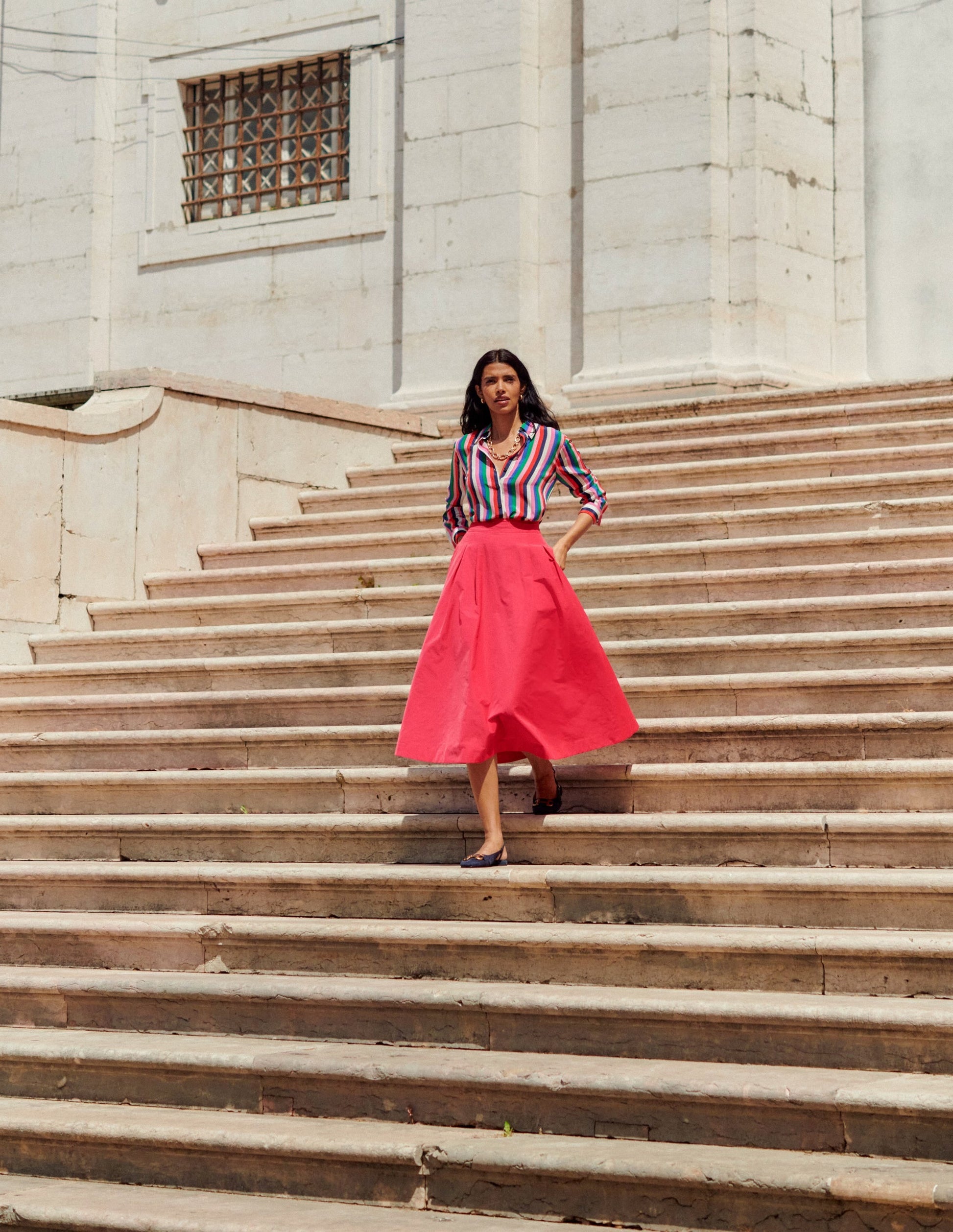 Isabella Taffeta Midi Skirt-Cherry Jam-5