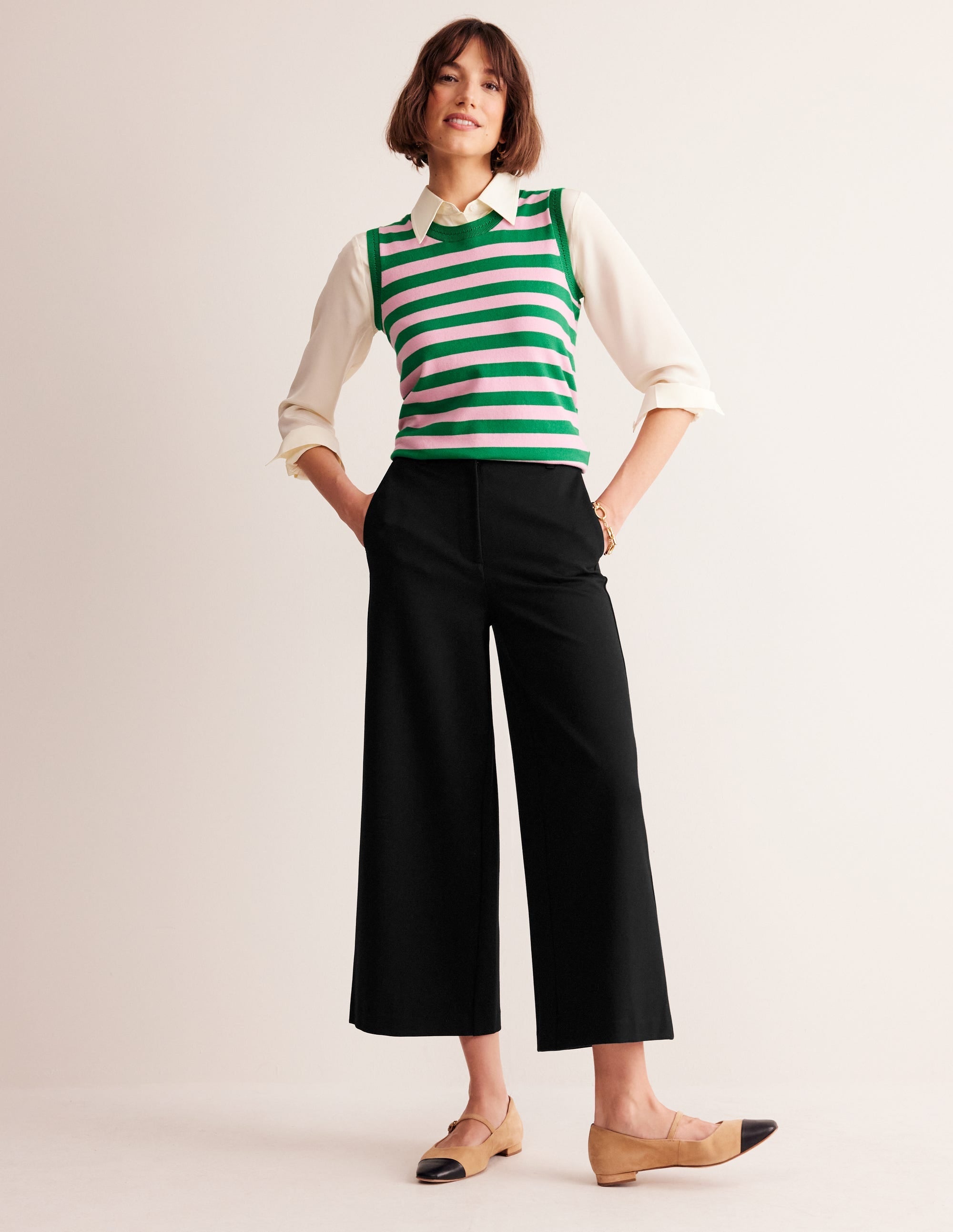 Ponte Wide Leg Culottes-Black - Image 1