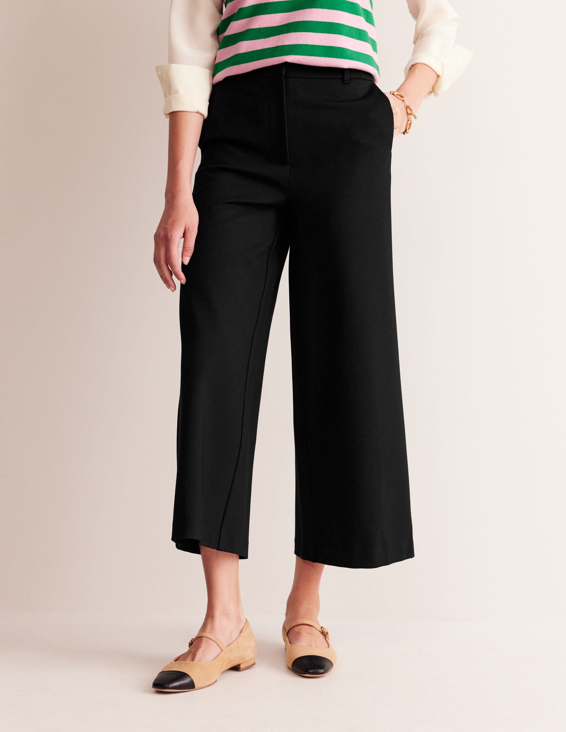 Ponte Wide Leg Culottes-Black-4