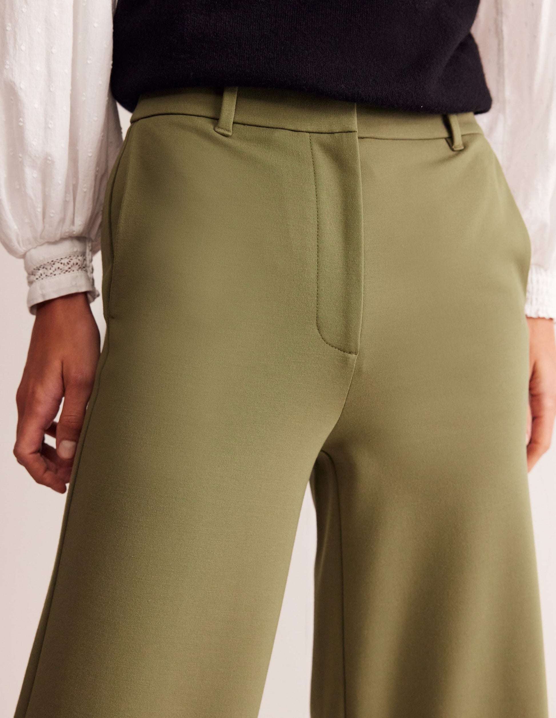 Ponte Wide Leg Culottes-Oregano-2