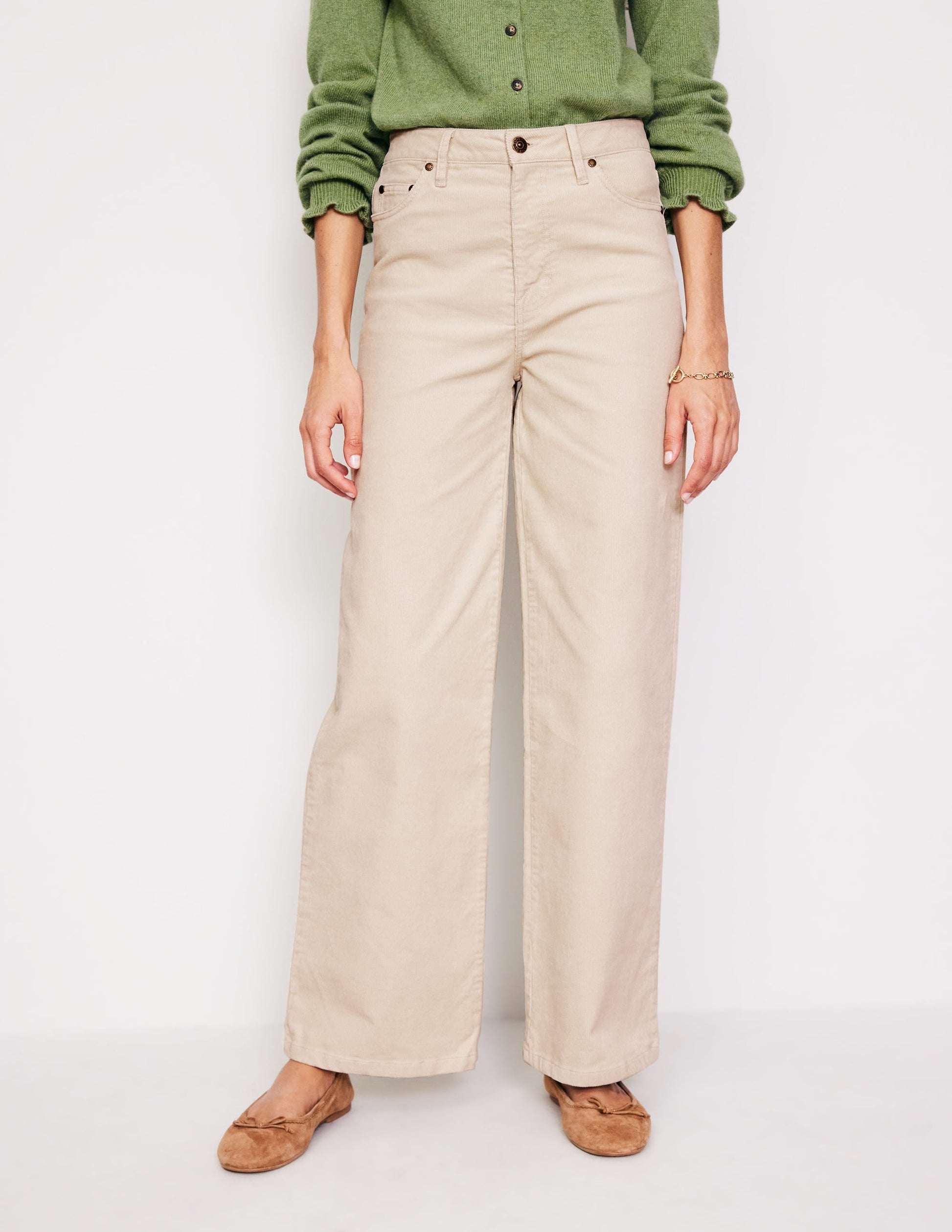 5 Pocket Cord Wide Jeans-Vanilla-4