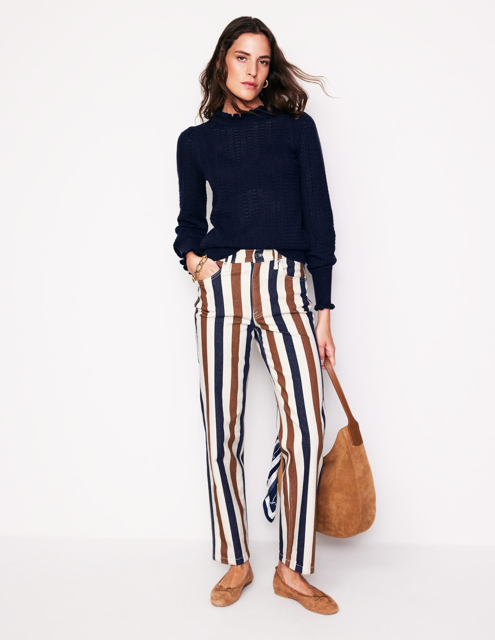 Striped Jeans-Tan Stripe - Image 1