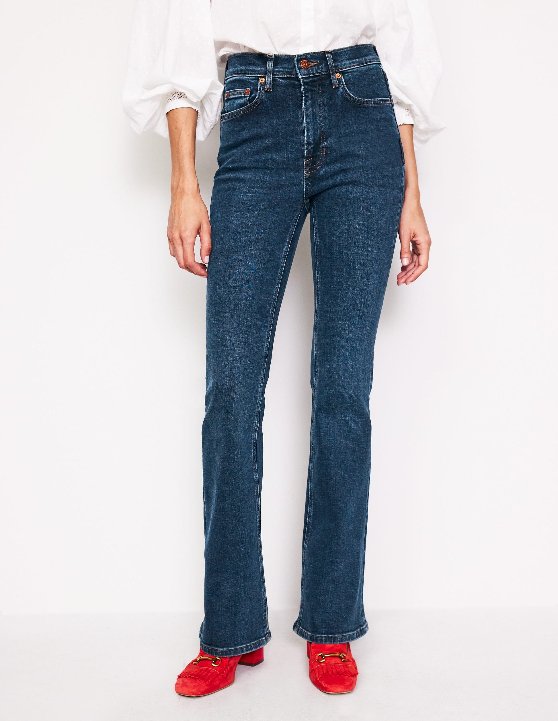 High Rise Slim Flare Jeans-Indigo Rinse-4