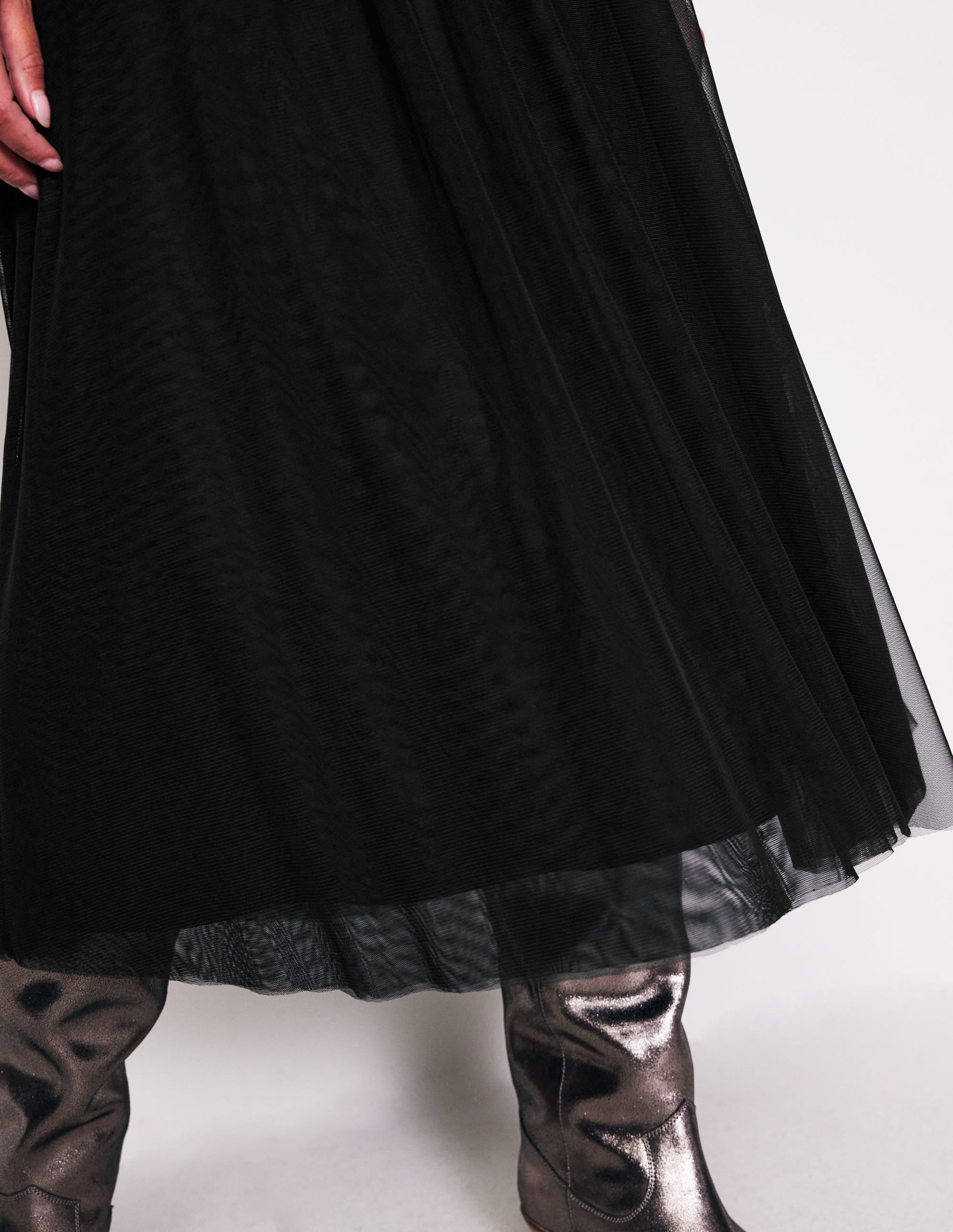 Isabella Tulle Midi Skirt-Black-2