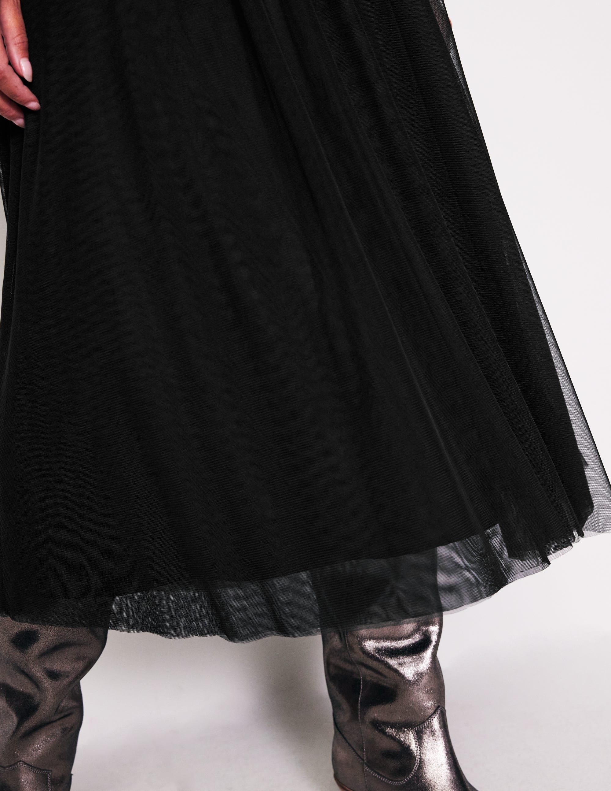 Isabella Tulle Midi Skirt-Black - Image 2
