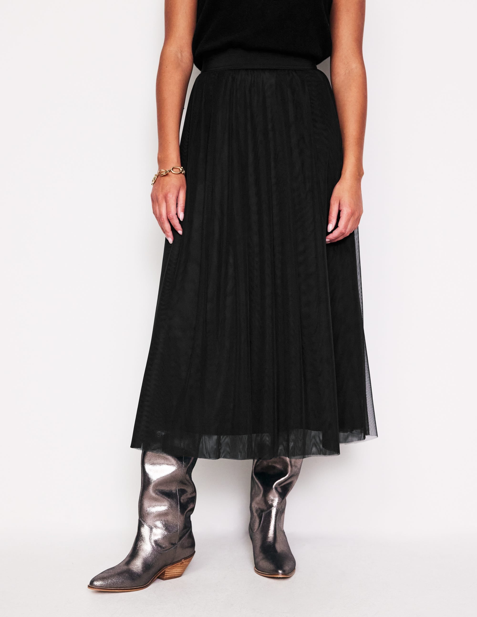 Isabella Tulle Midi Skirt-Black - Image 4