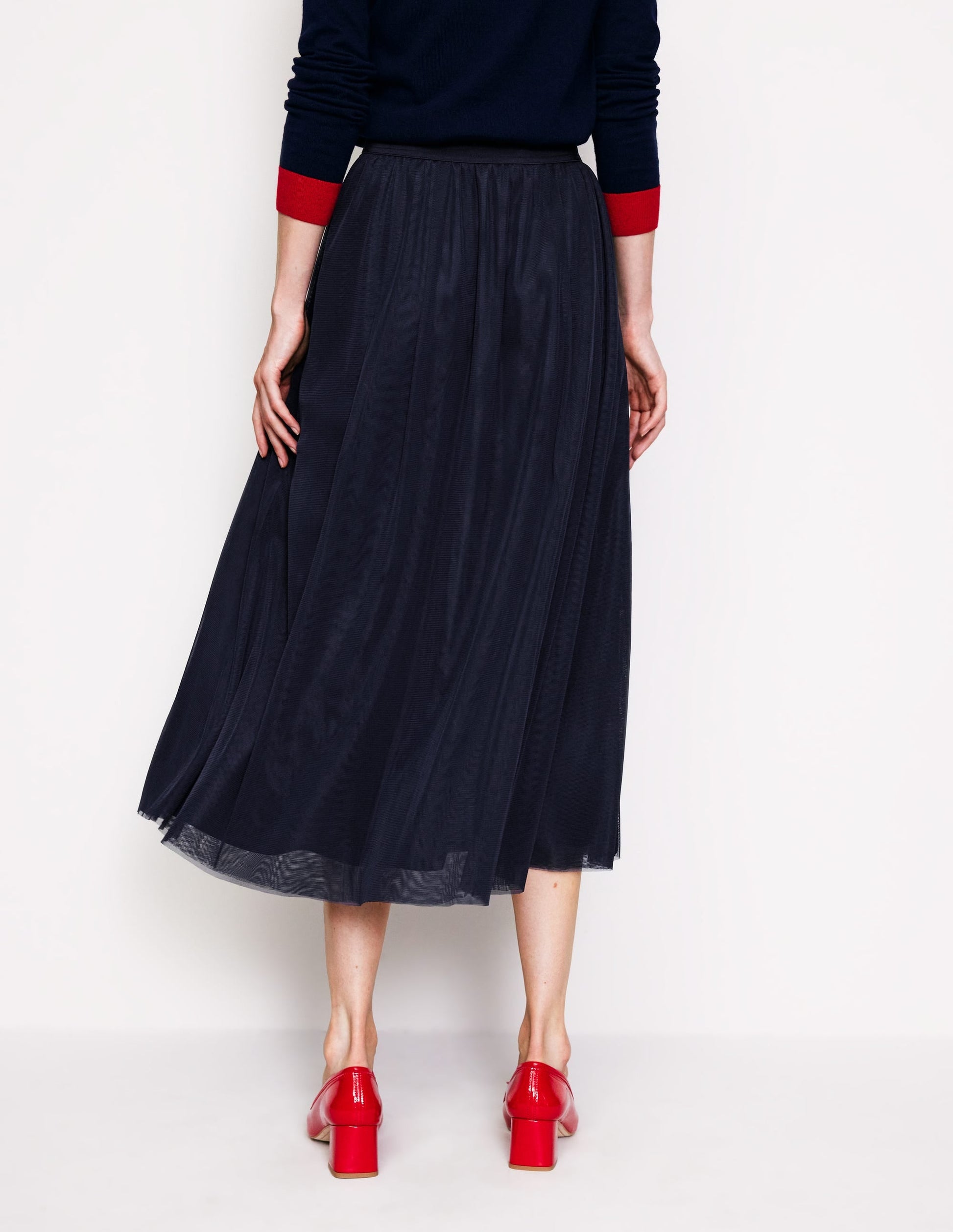 Isabella Tulle Midi Skirt-Navy-3