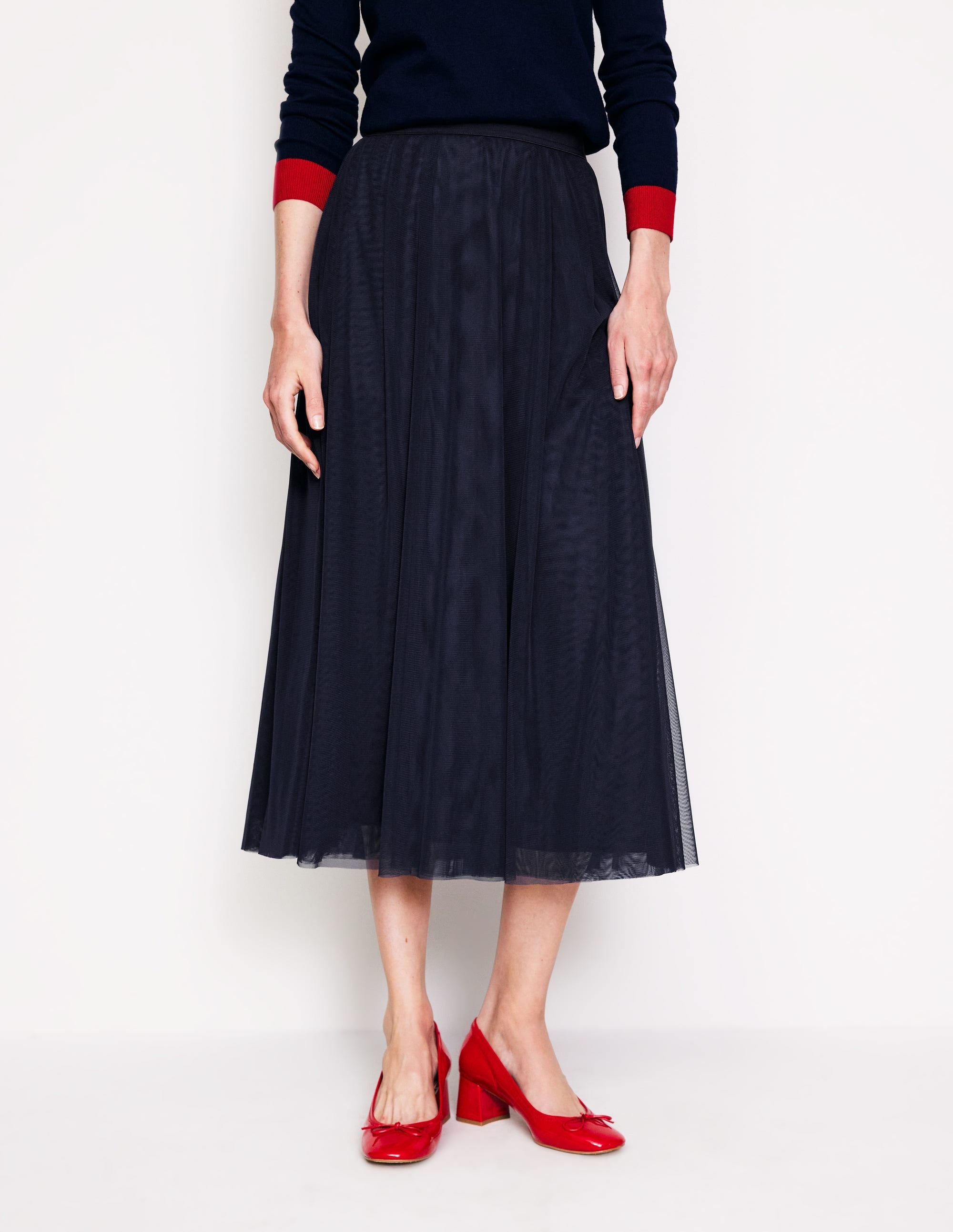 Isabella Tulle Midi Skirt-Navy - Image 4