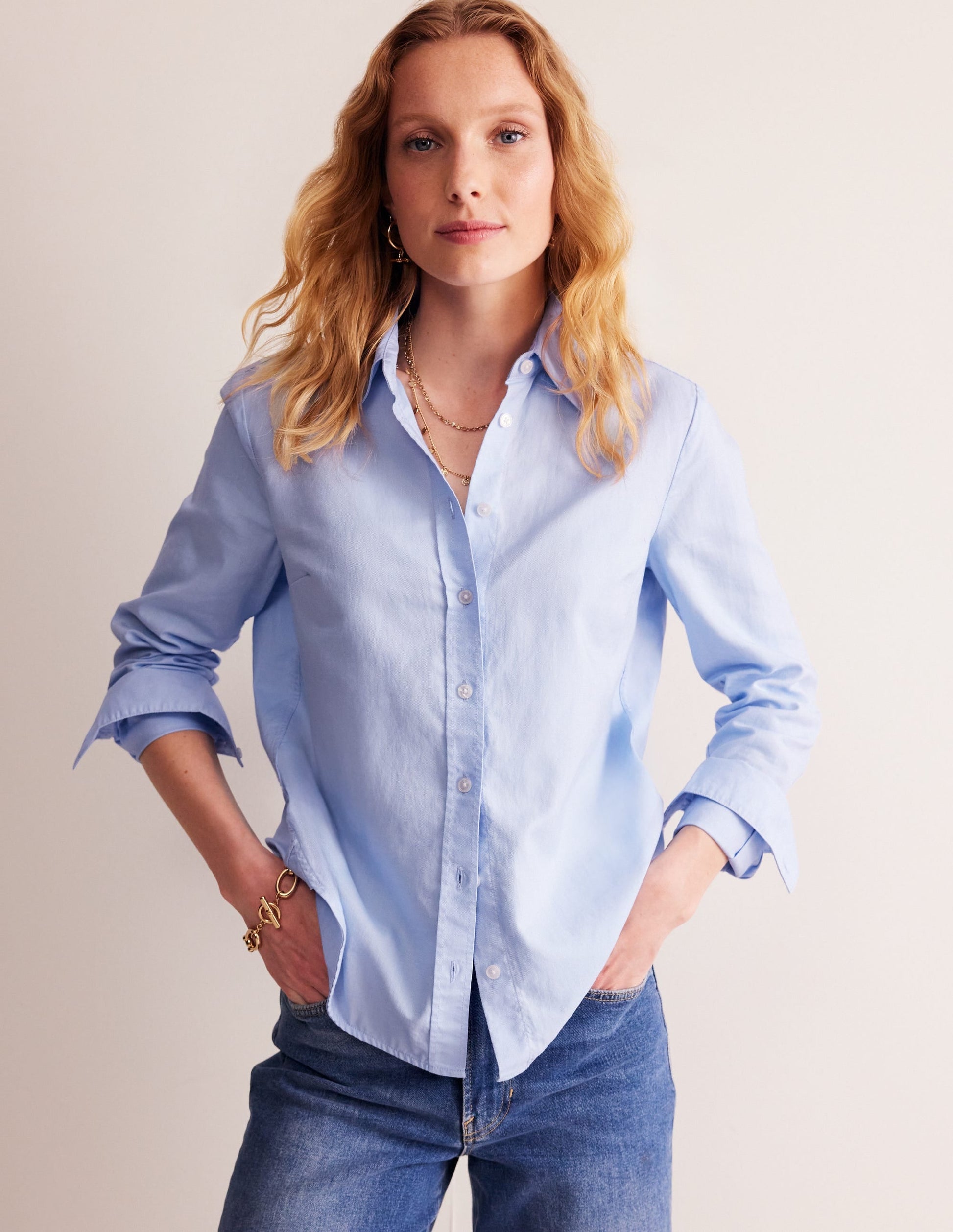 Sienna Cotton Shirt-Blue Oxford-1