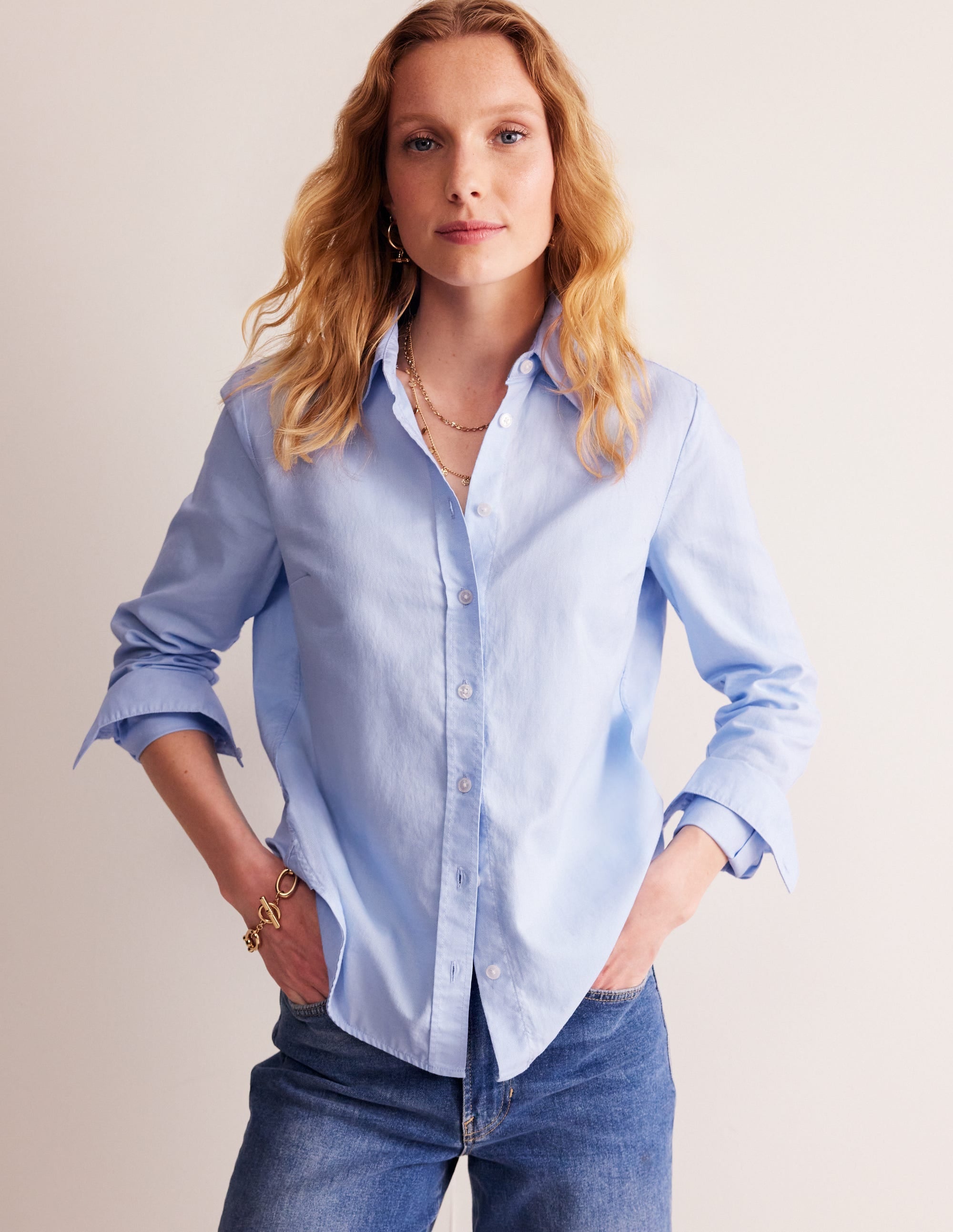 Sienna Cotton Shirt-Blue Oxford - Image 1