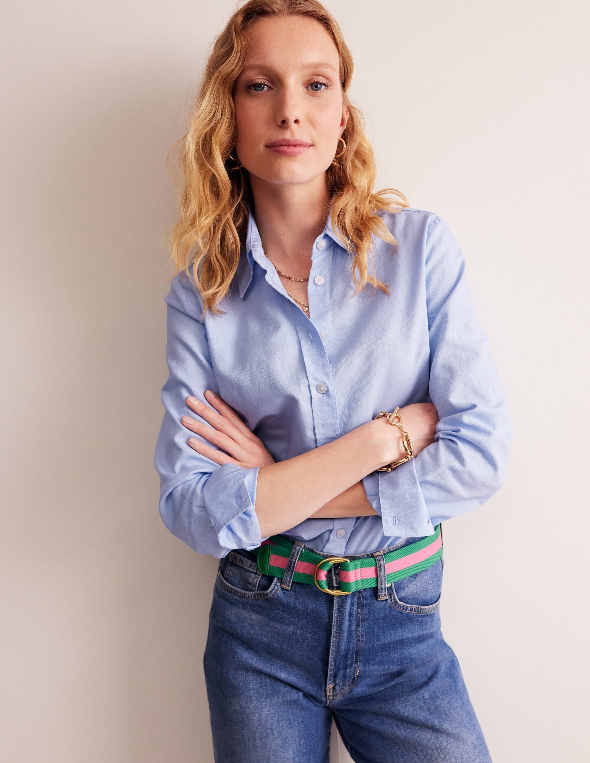 Sienna Cotton Shirt-Blue Oxford-3