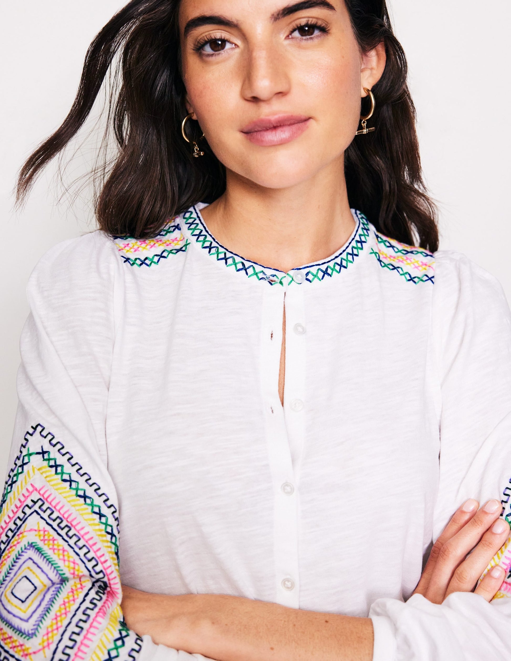 Marina Embroidered Shirt-White-3