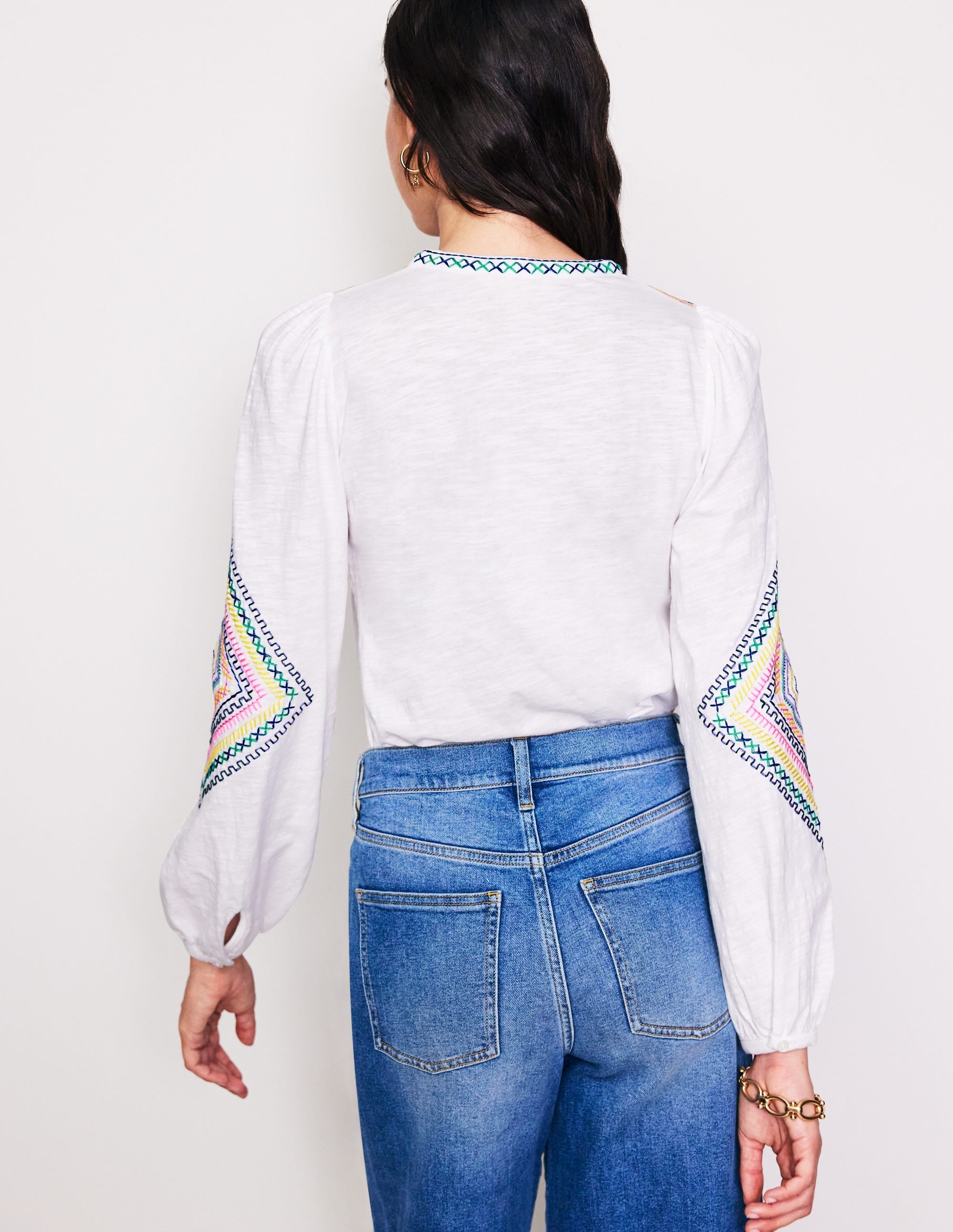Marina Embroidered Shirt-White - Image 4