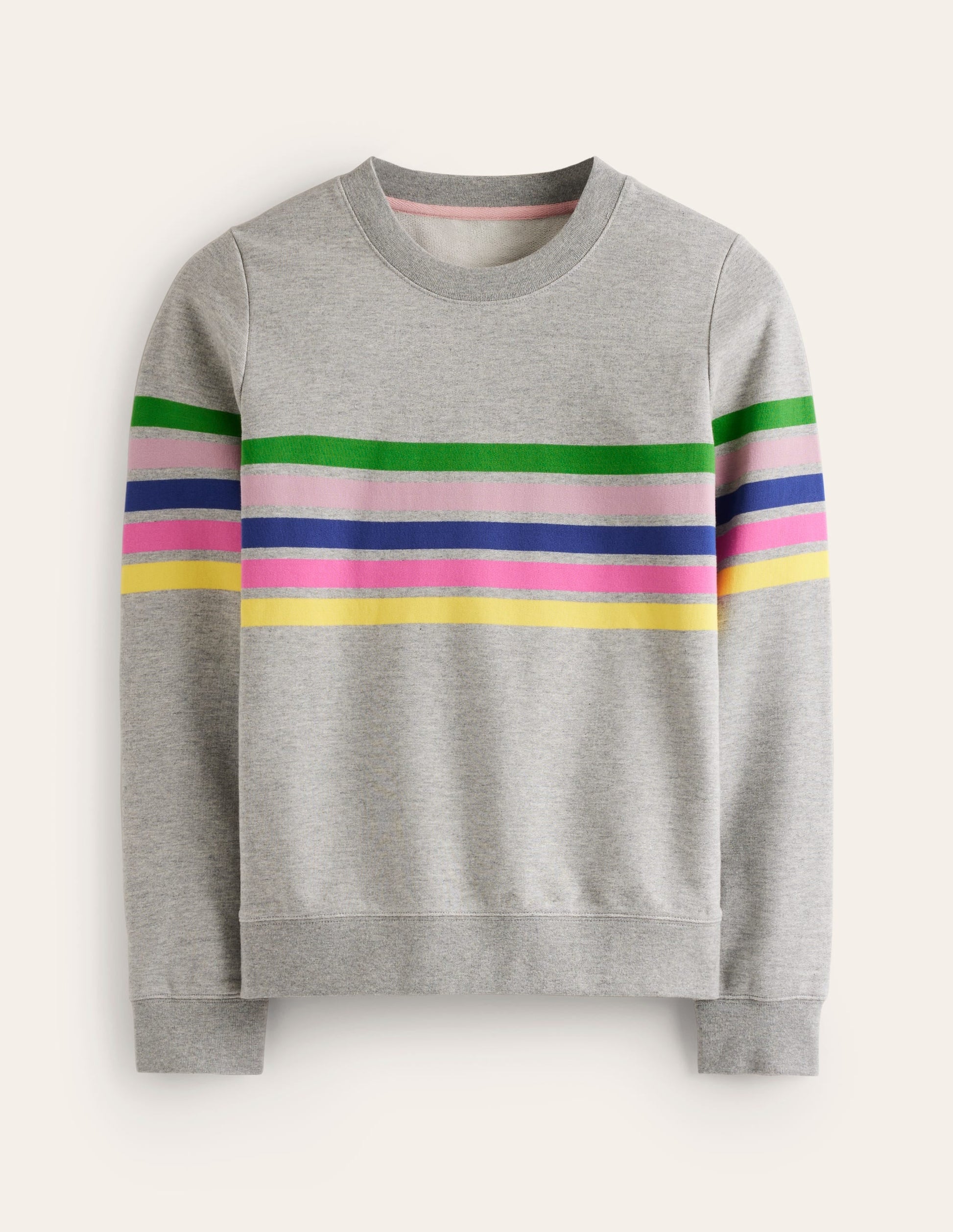 Hannah Printed Sweatshirt-Grey, Multi Placement Stripe-5