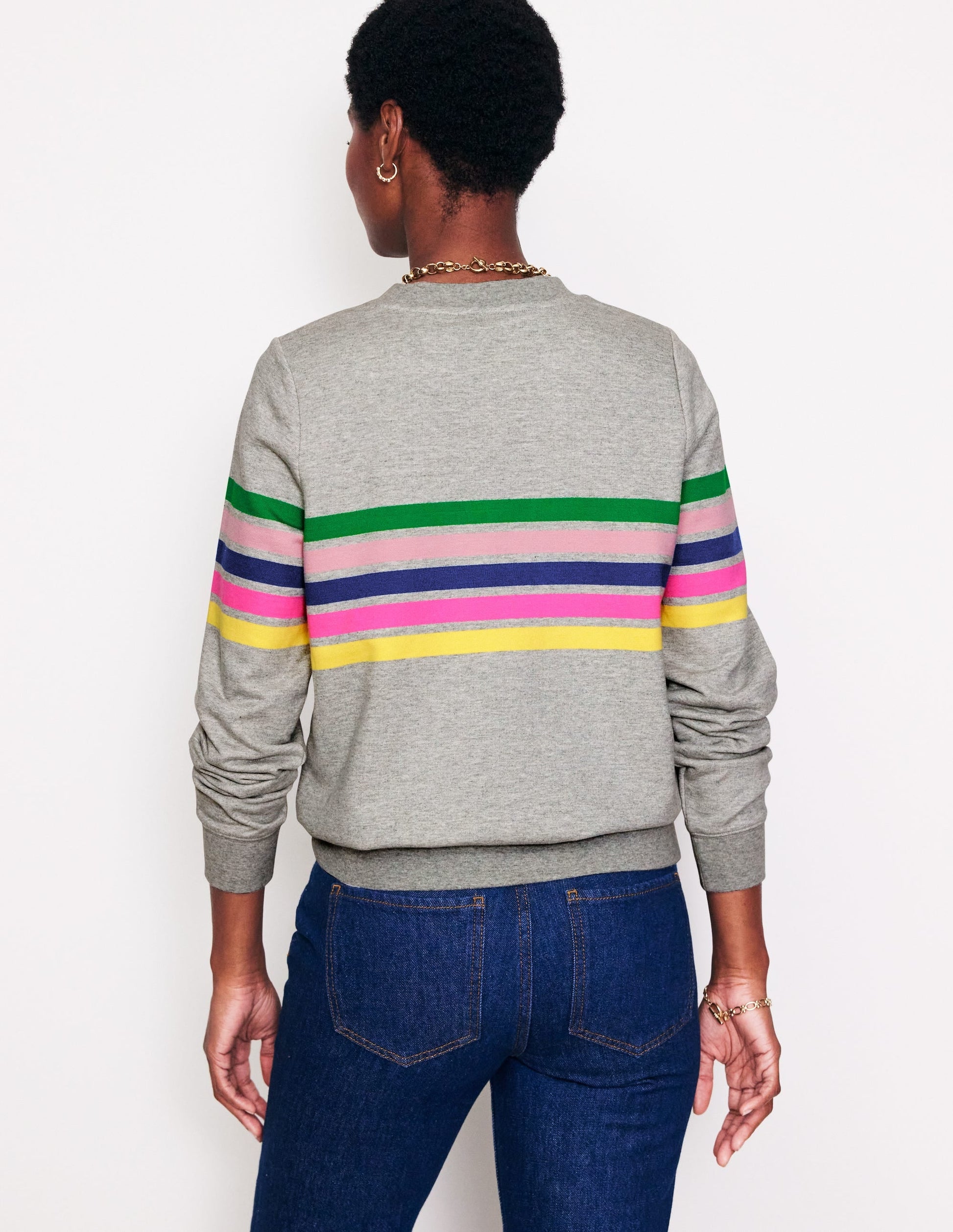 Hannah Printed Sweatshirt-Grey, Multi Placement Stripe-3