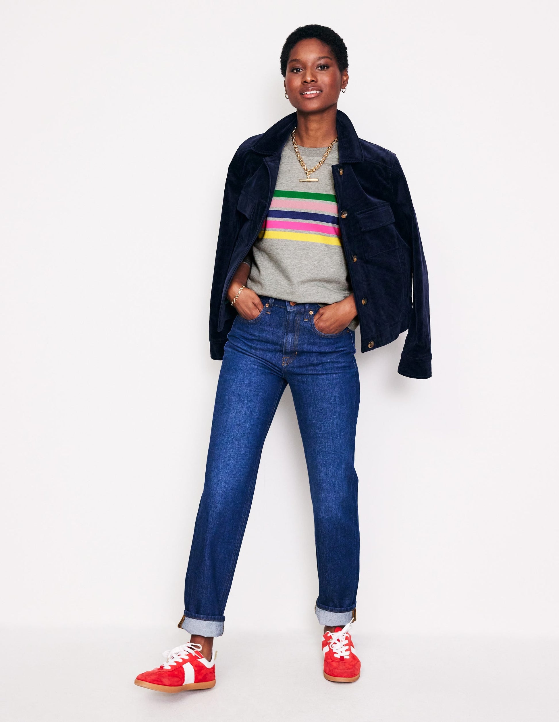 Hannah Printed Sweatshirt-Grey, Multi Placement Stripe-4