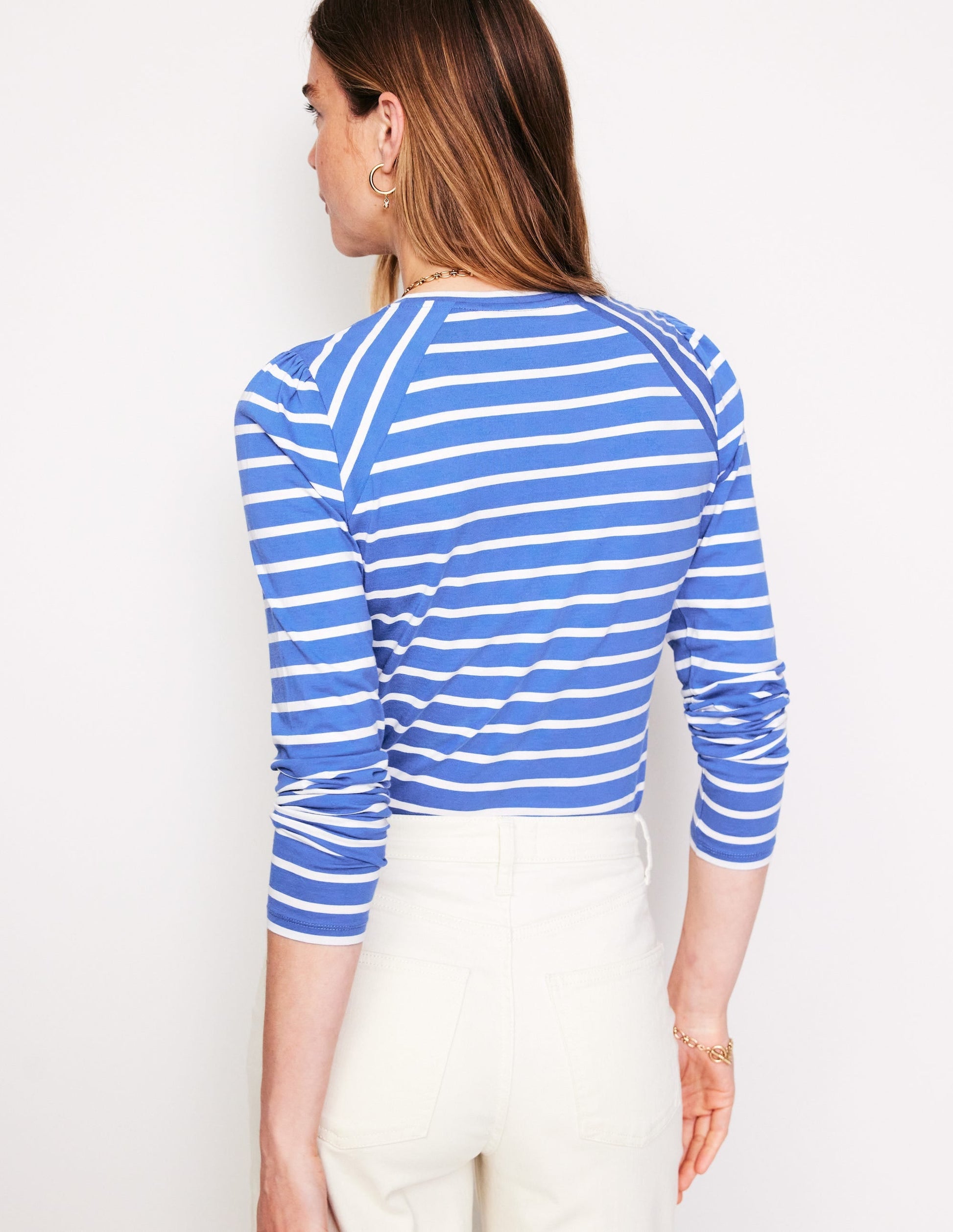 Arabella Stripe Jersey Top-Blue, Ivory Stripe-3