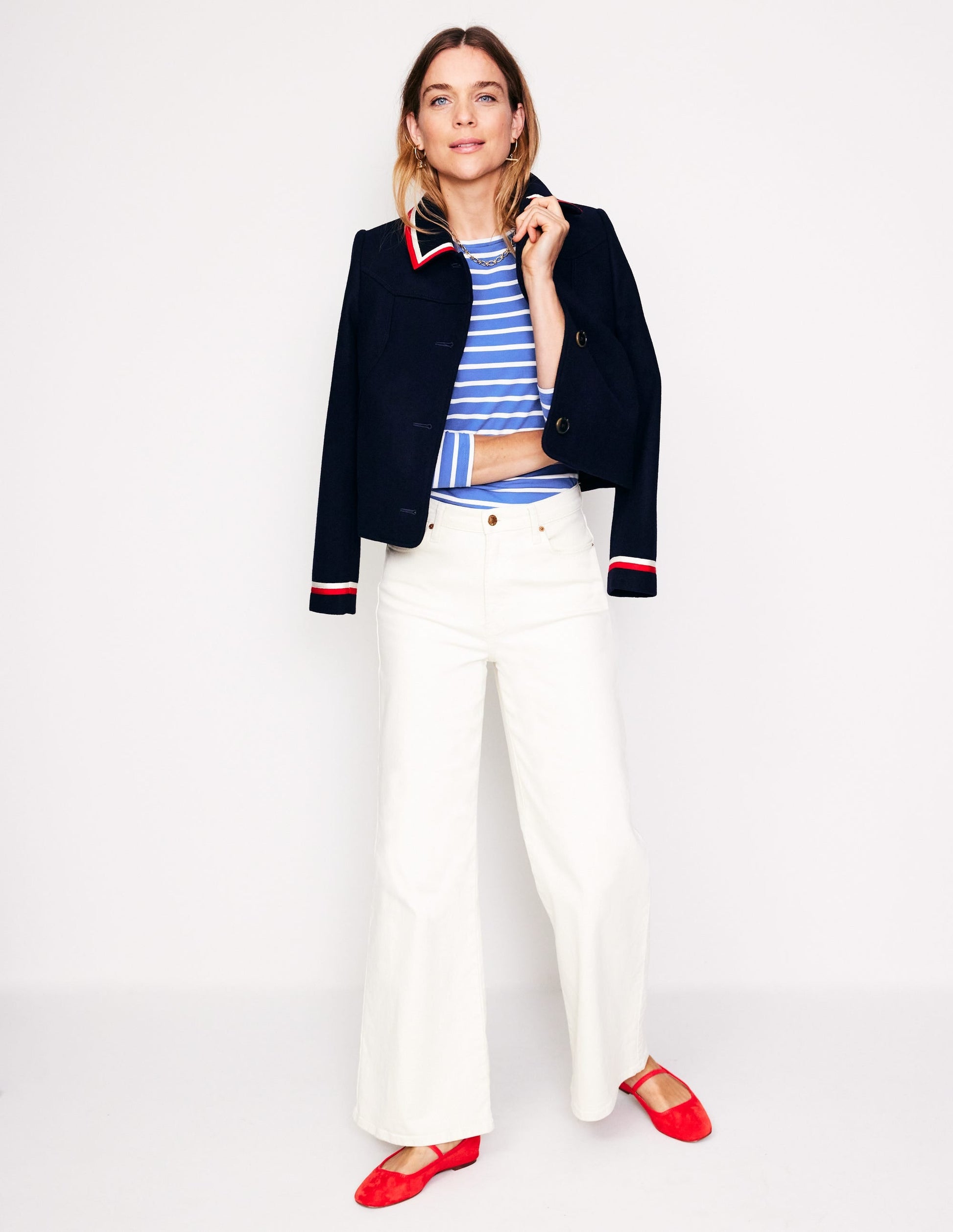 Arabella Stripe Jersey Top-Blue, Ivory Stripe-4
