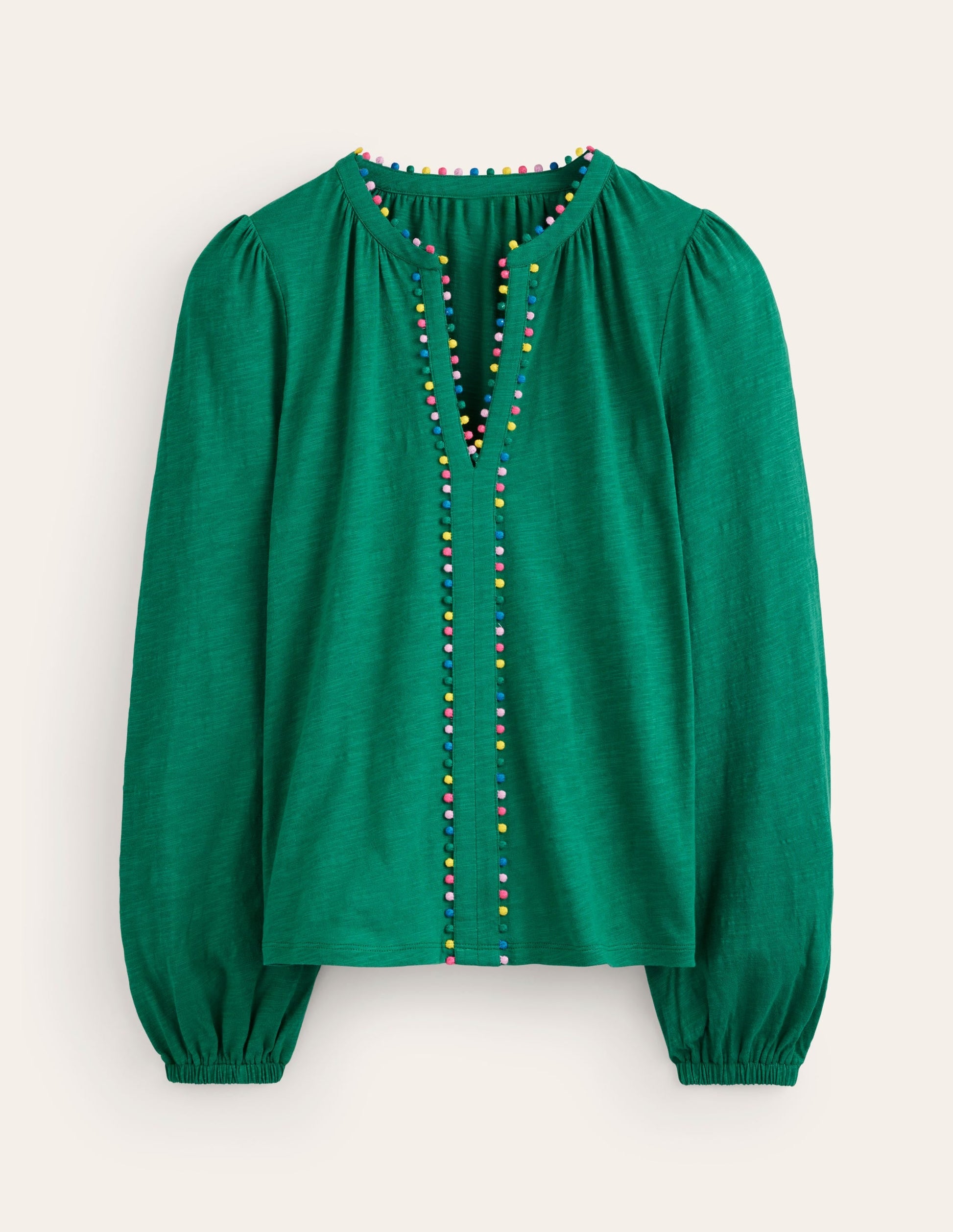 Ali Long Sleeve Pom Top-Malachite-5