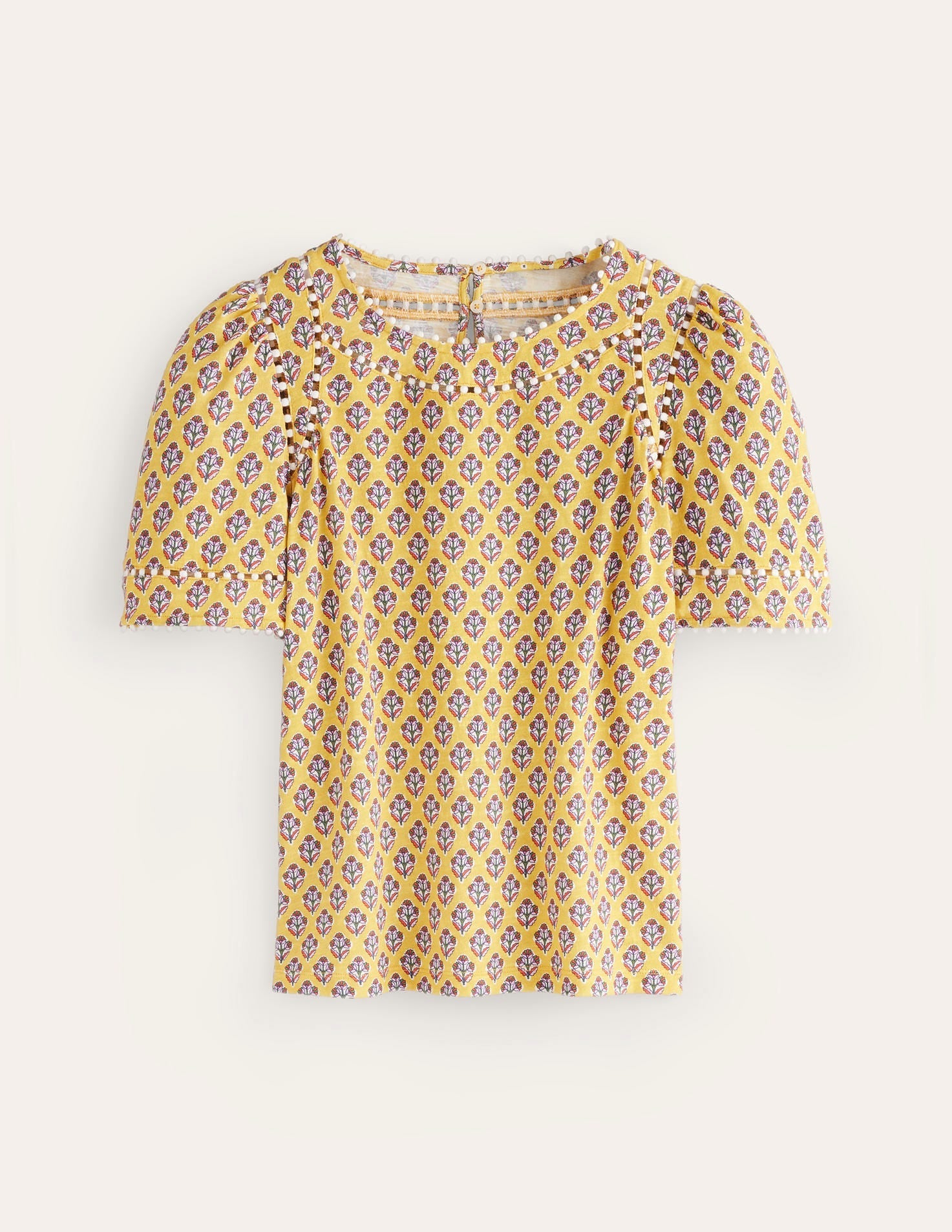 Mila Trim Detail Top-Yellow, Pome Stamp - Image 7