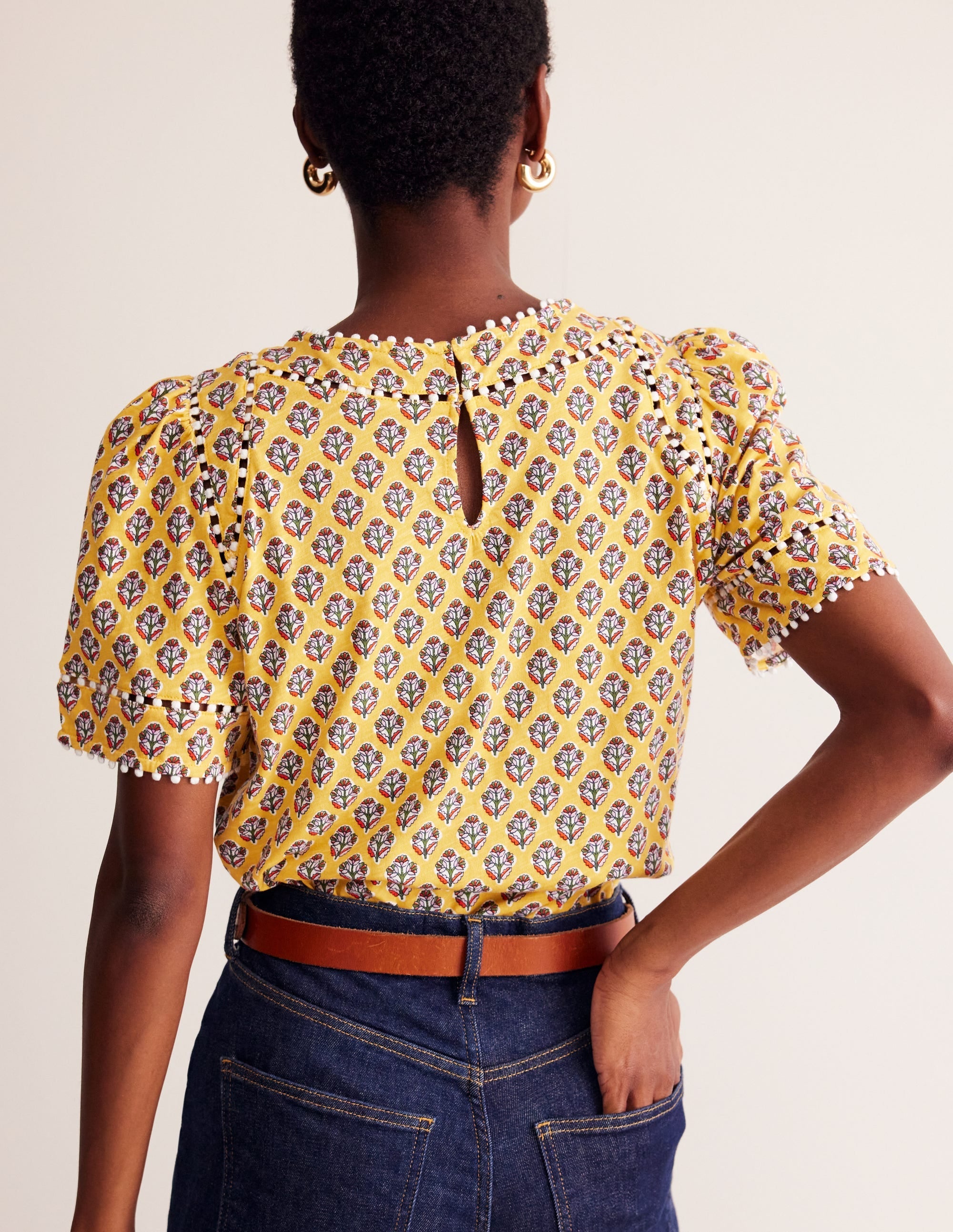 Mila Trim Detail Top-Yellow, Pome Stamp - Image 3