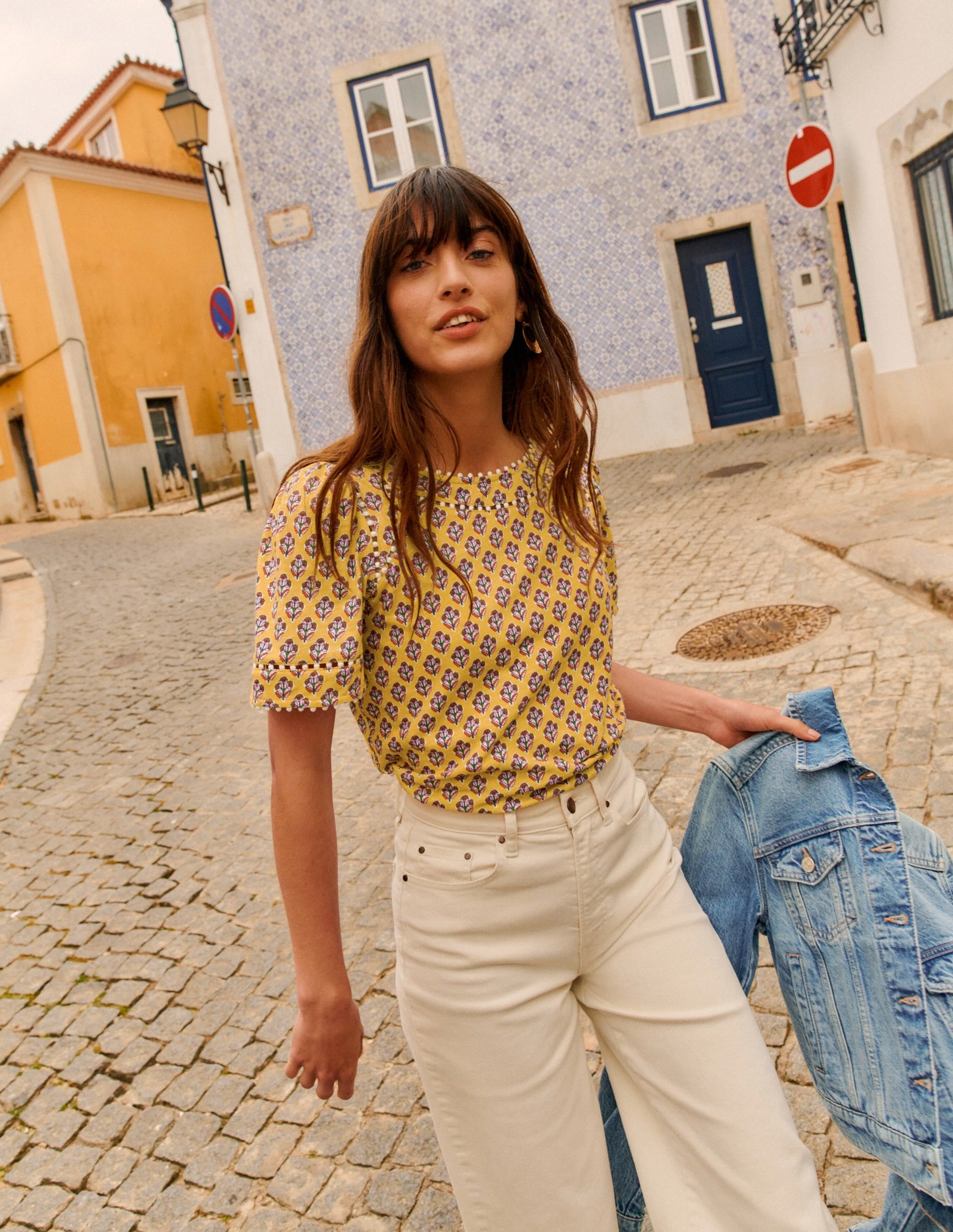 Mila Trim Detail Top-Yellow, Pome Stamp-6