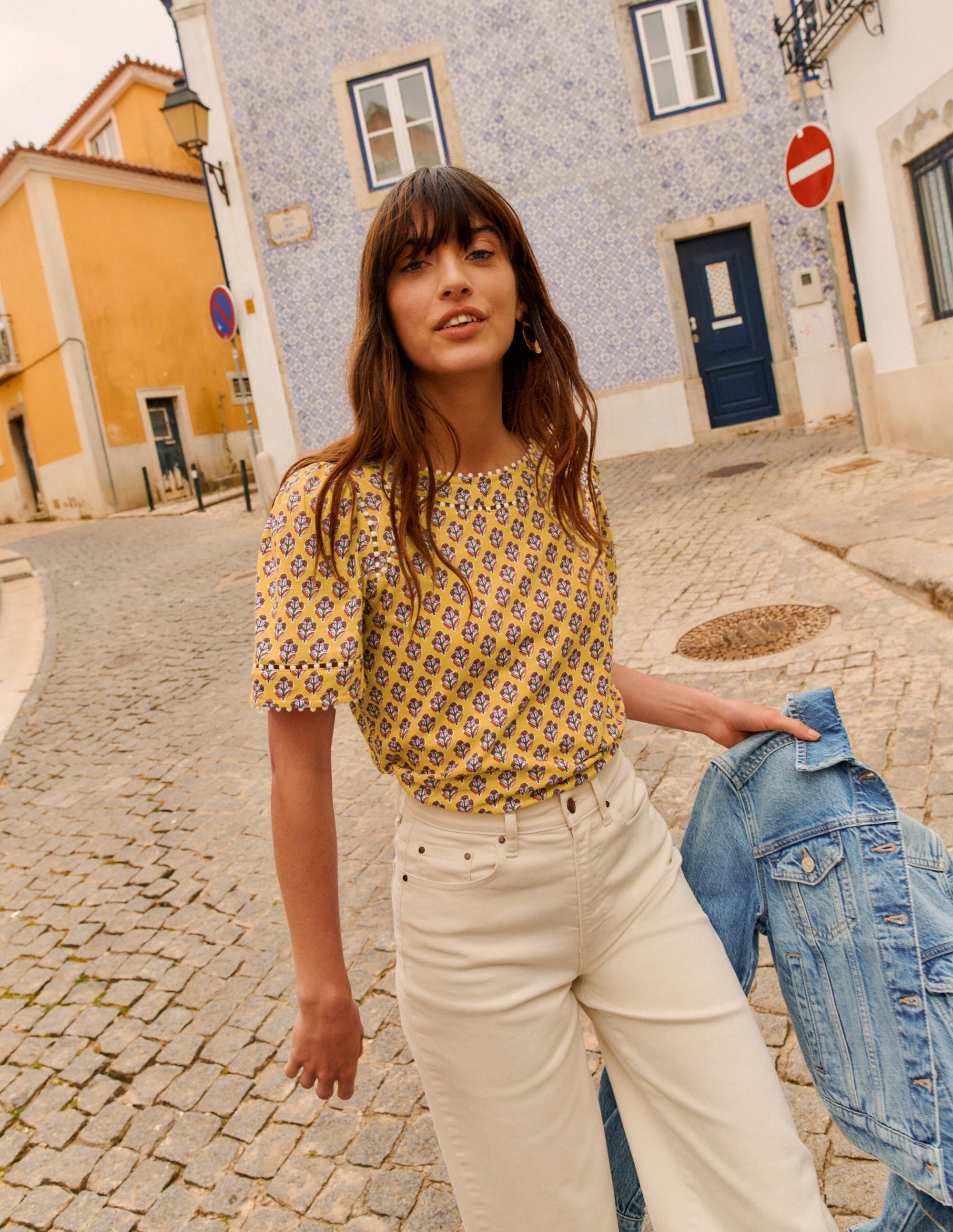 Mila Trim Detail Top-Yellow, Pome Stamp - Image 6