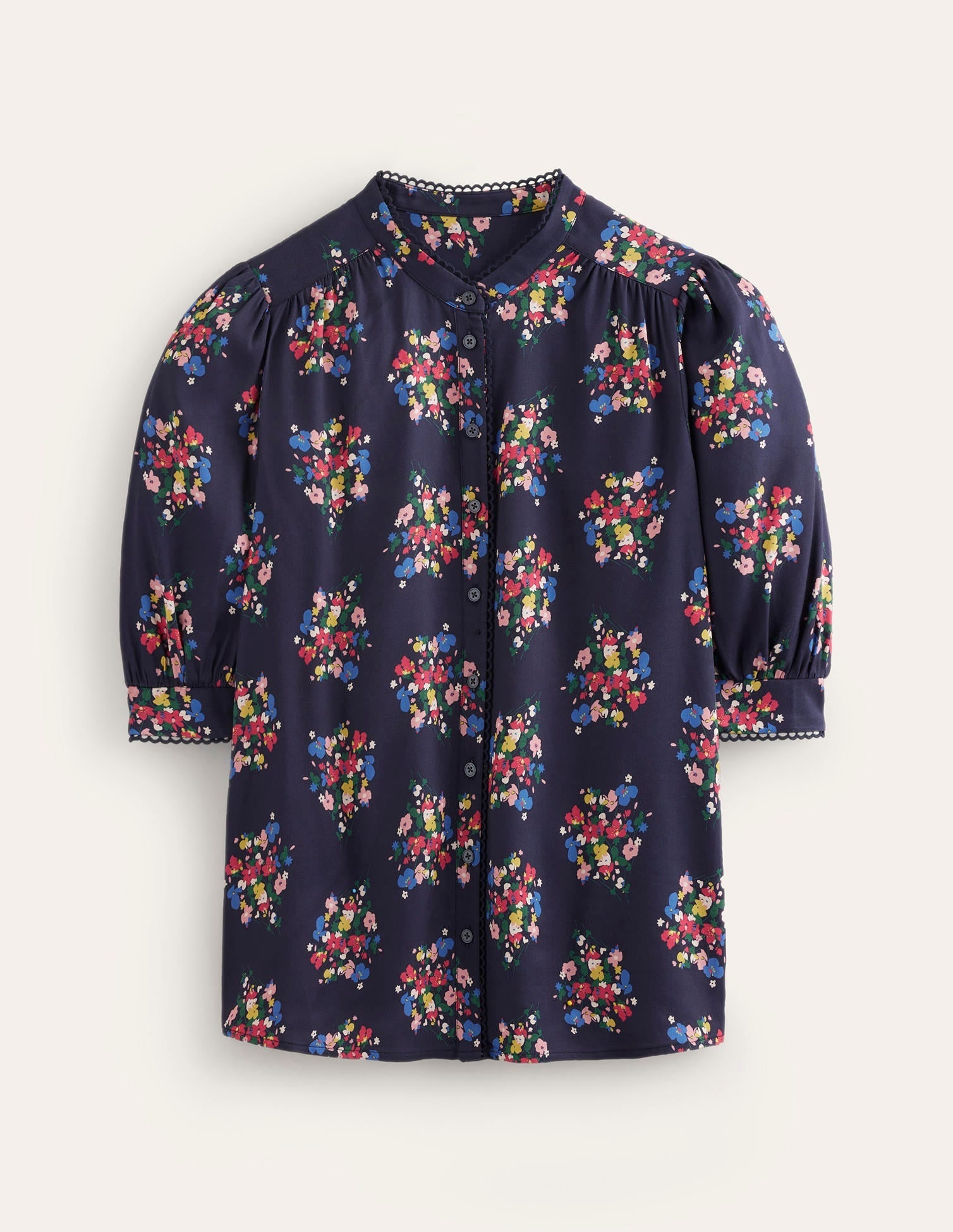 Ara Short Sleeve Top-Frenchy Navy, Poppy Bouquet-5