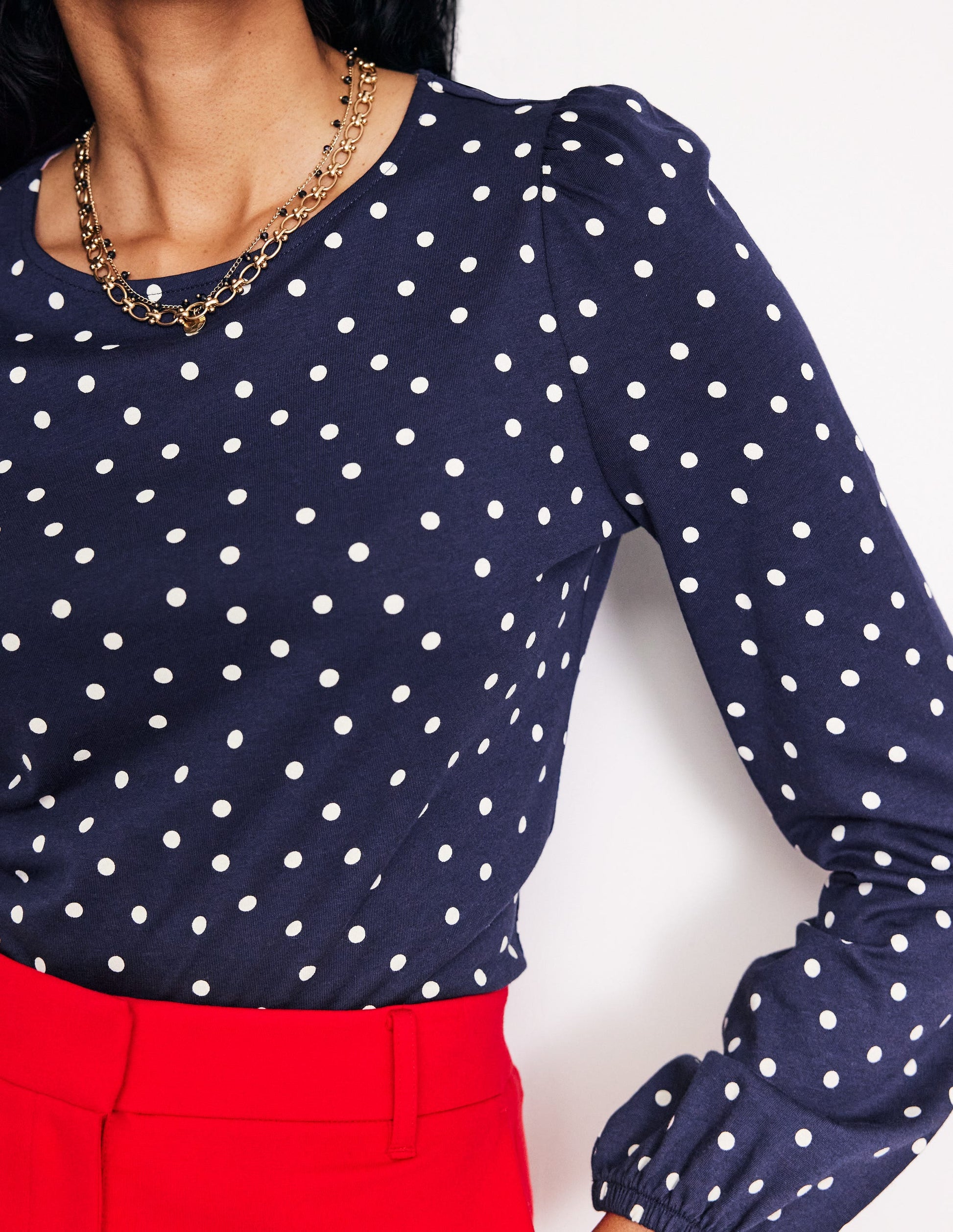 Supersoft Long Sleeve Top-French Navy, Sparse Spot-2
