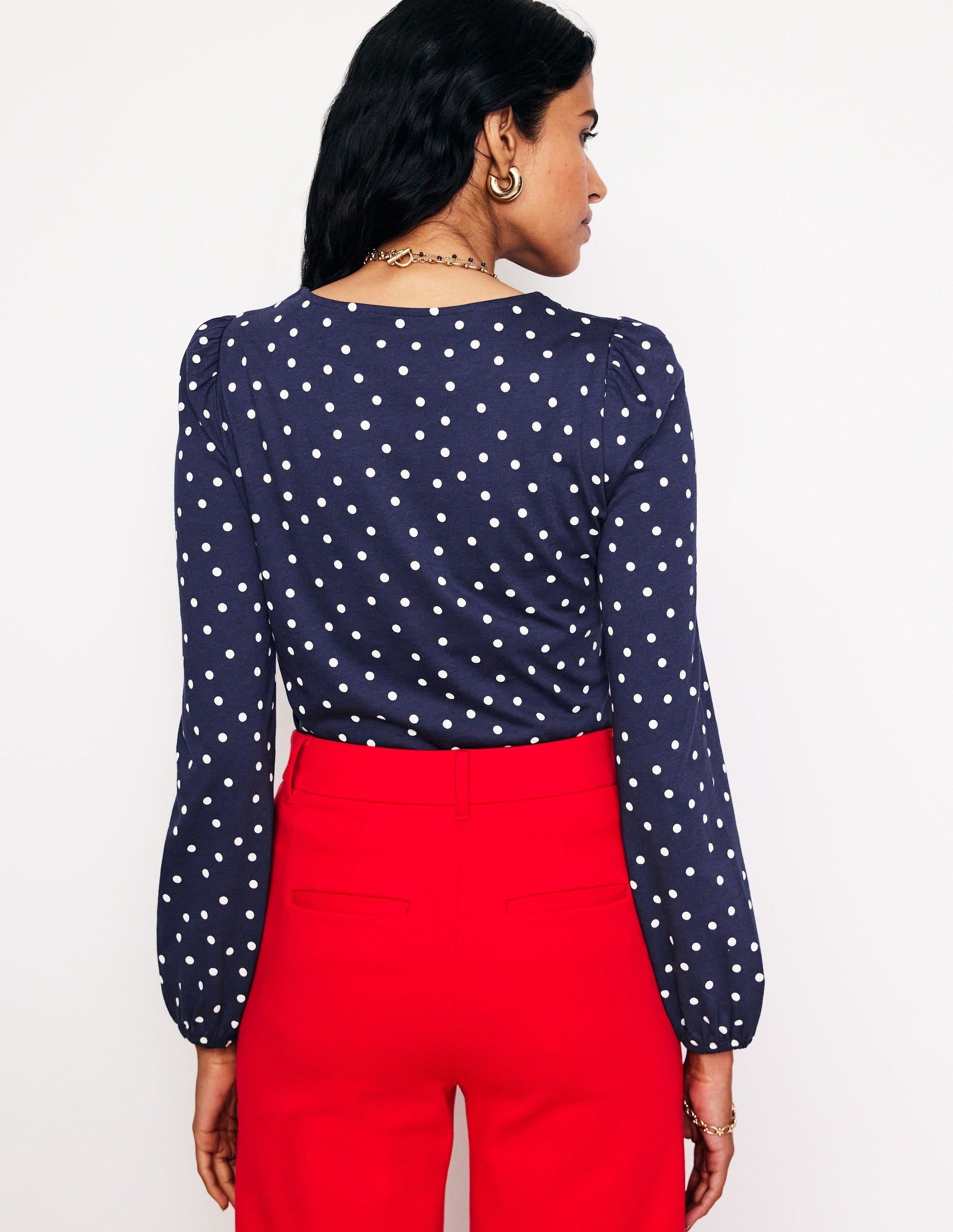 Supersoft Long Sleeve Top-French Navy, Sparse Spot-3