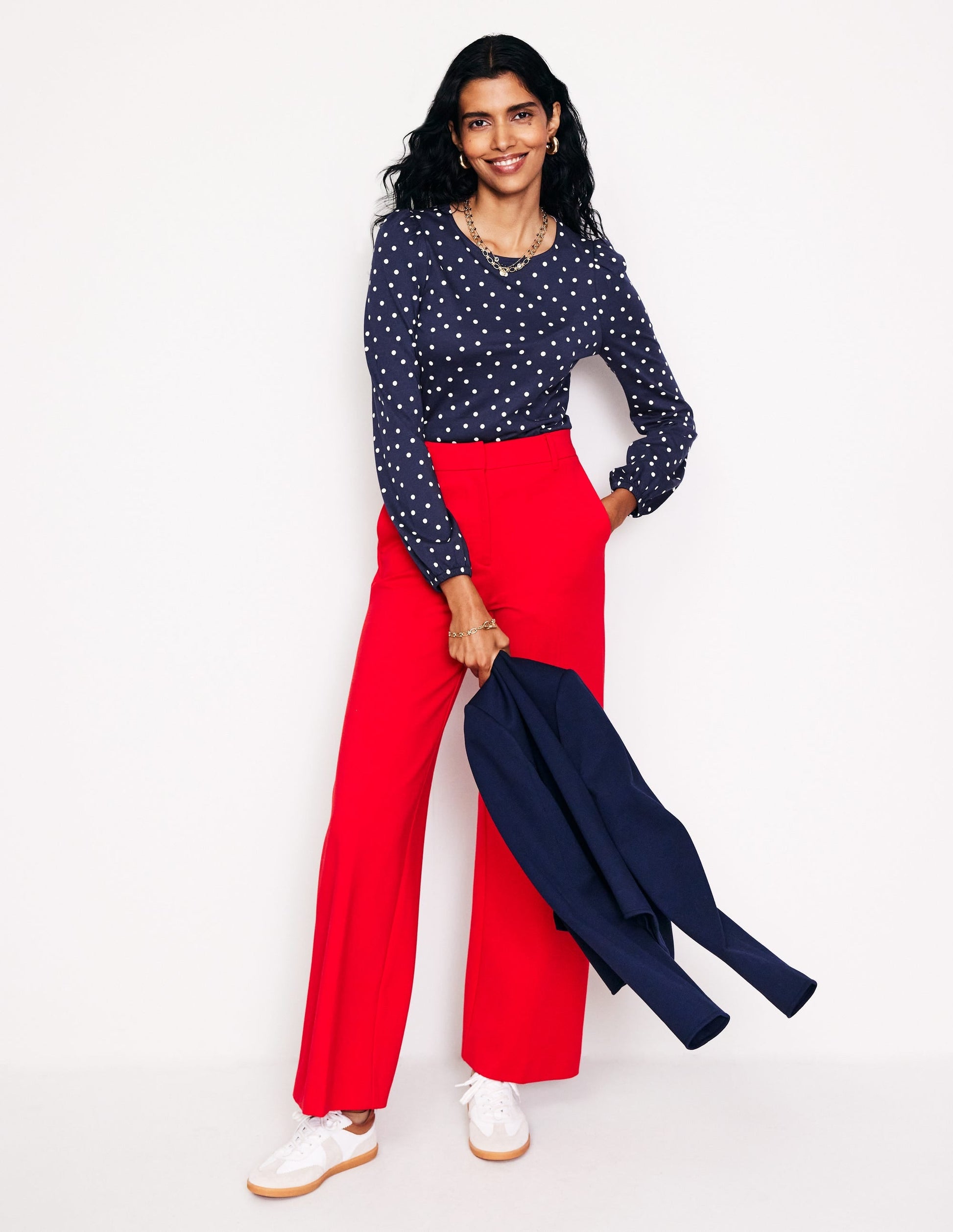 Supersoft Long Sleeve Top-French Navy, Sparse Spot-4