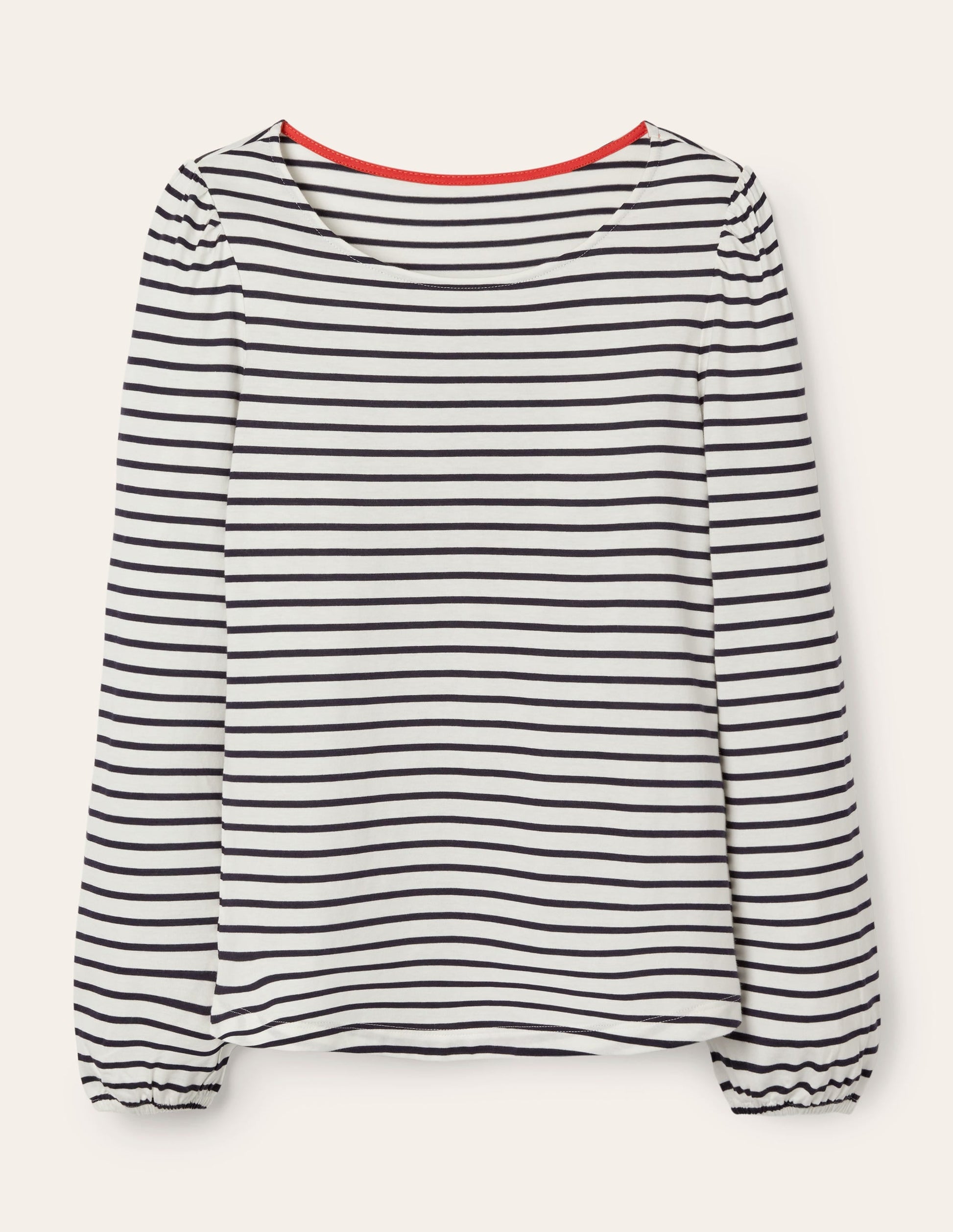 Supersoft Long Sleeve Top-Ivory, Navy-5