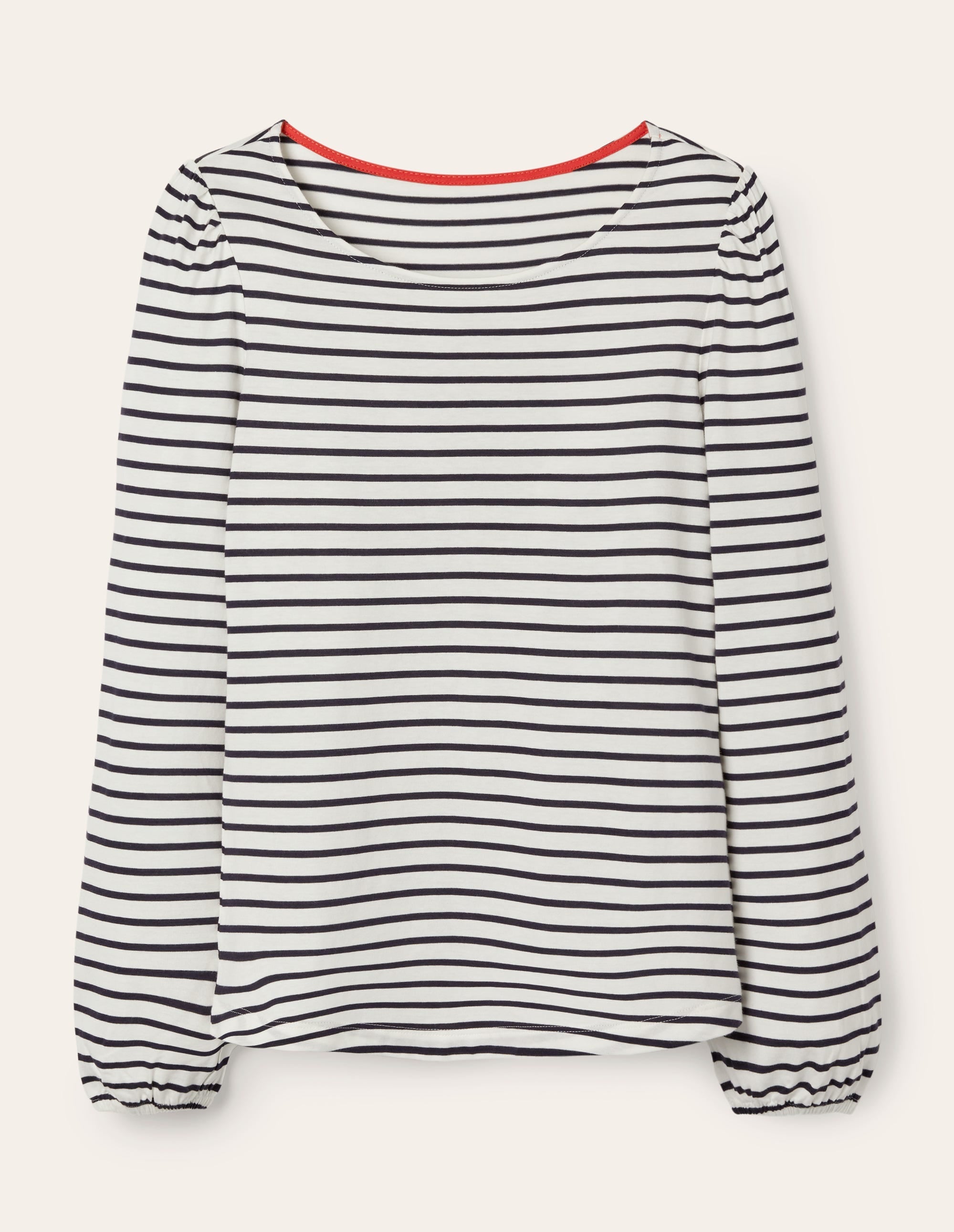 Supersoft Long Sleeve Top-Ivory, Navy - Image 5