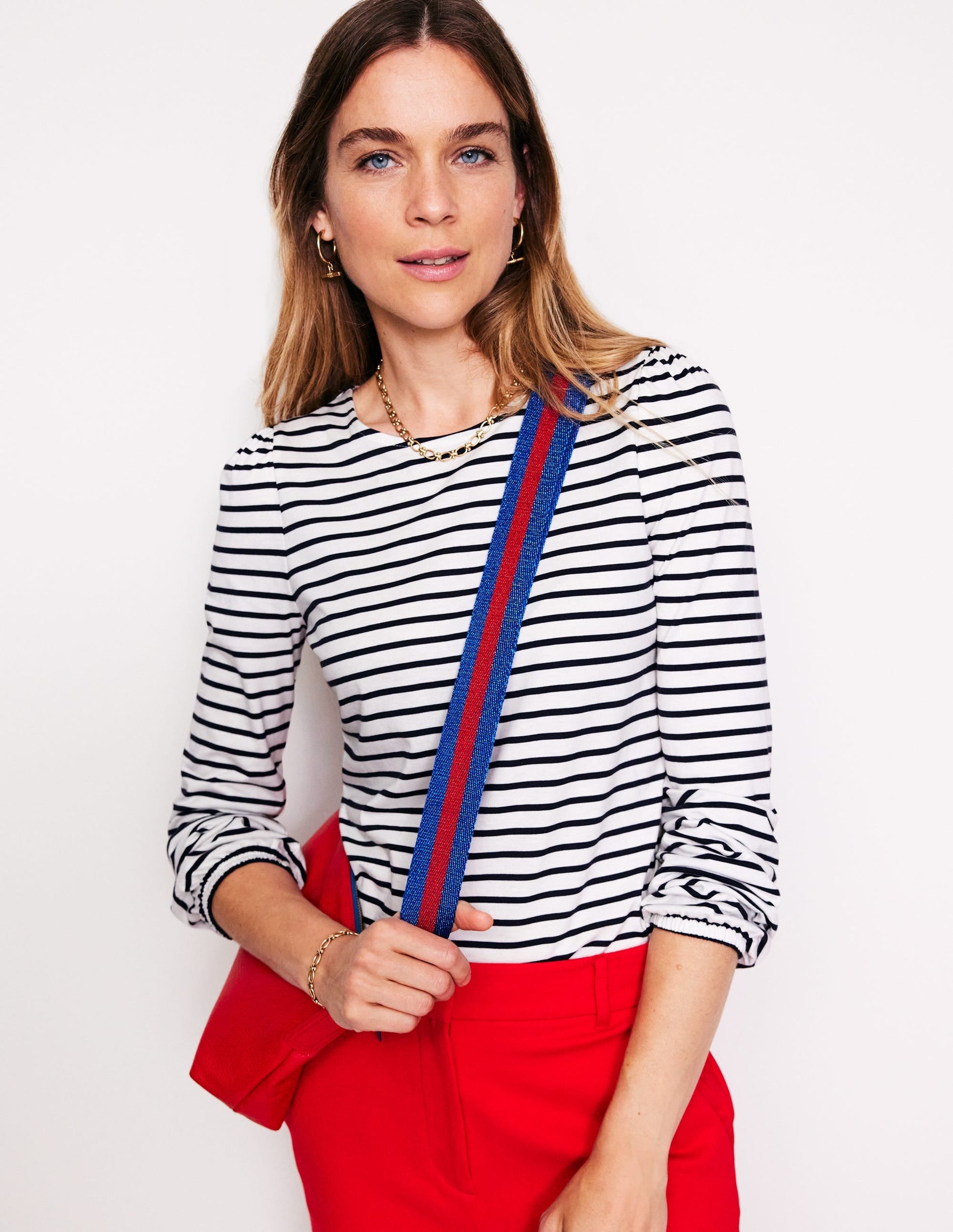 Supersoft Long Sleeve Top-Ivory, Navy-1