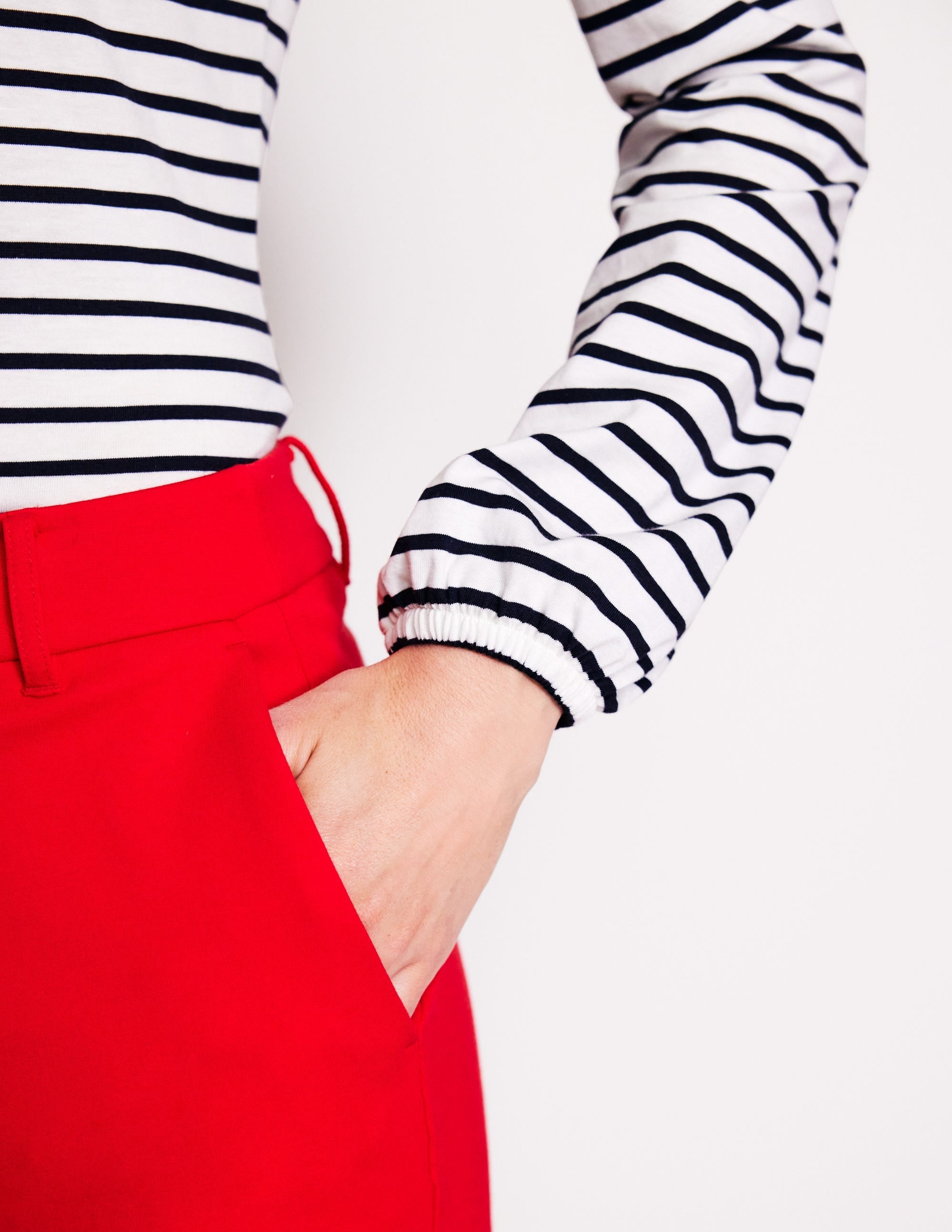 Supersoft Long Sleeve Top-Ivory, Navy - Image 2