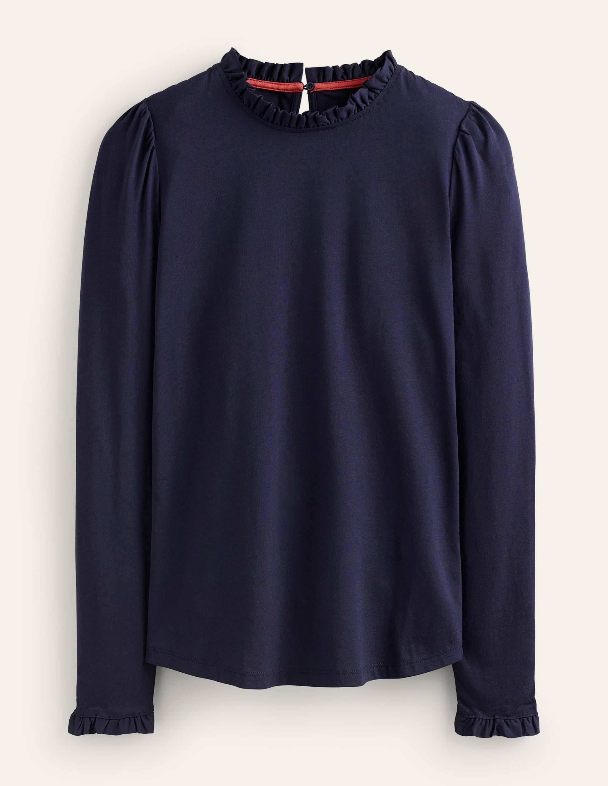 Supersoft Frill Detail Top-Navy-5