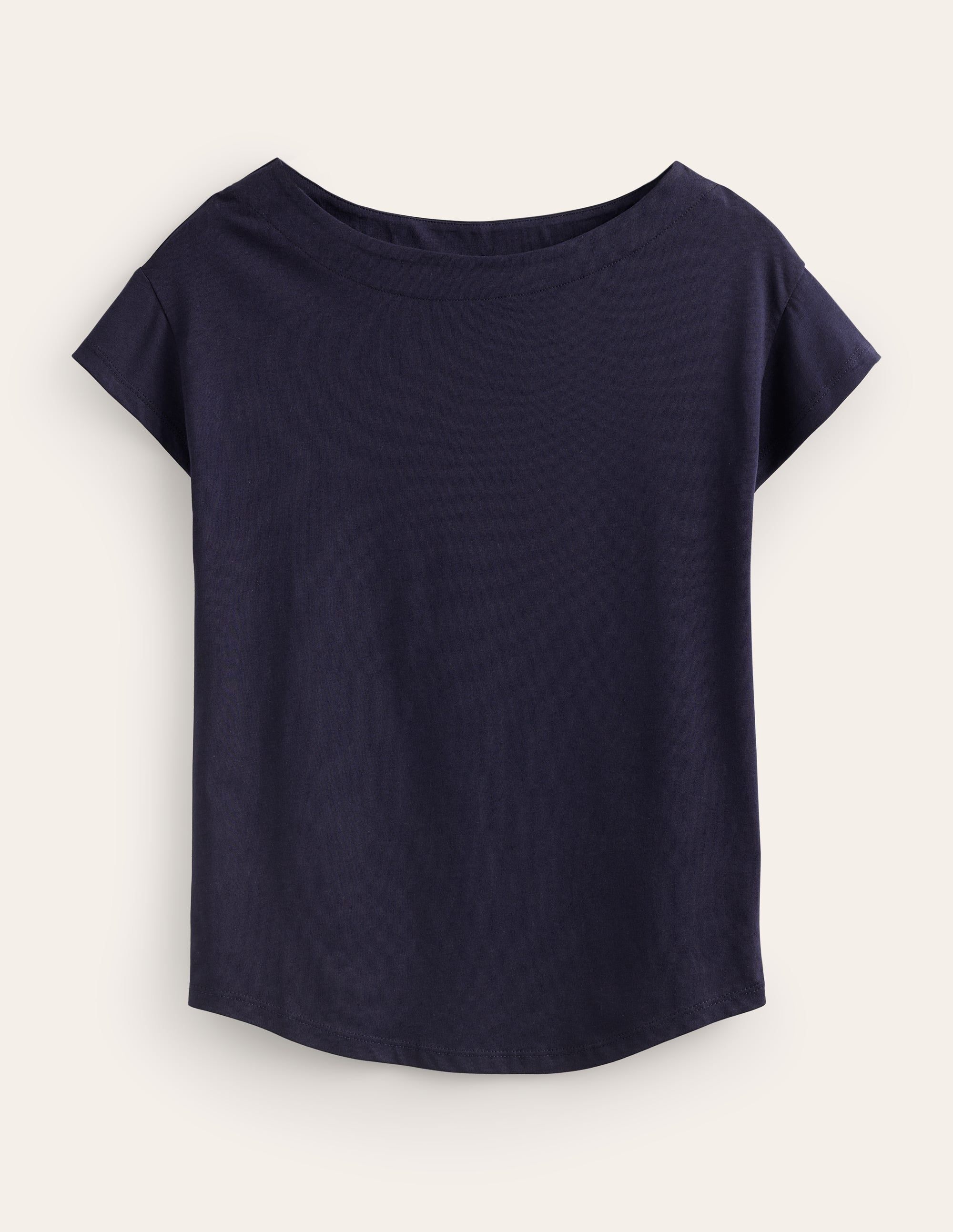 Supersoft Boat Neck T-Shirt-Navy - Image 5