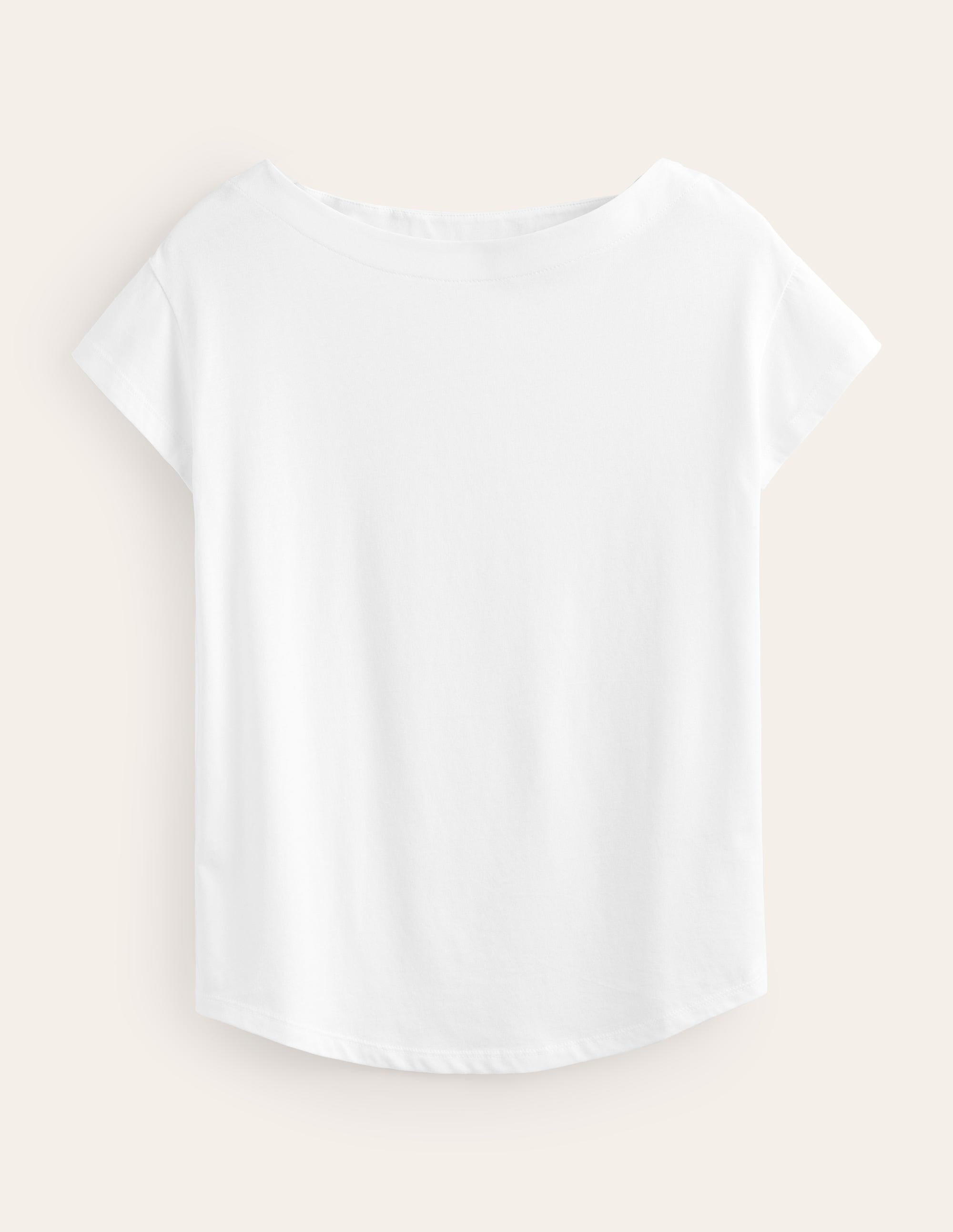 Supersoft Boat Neck T-Shirt-White - Image 5
