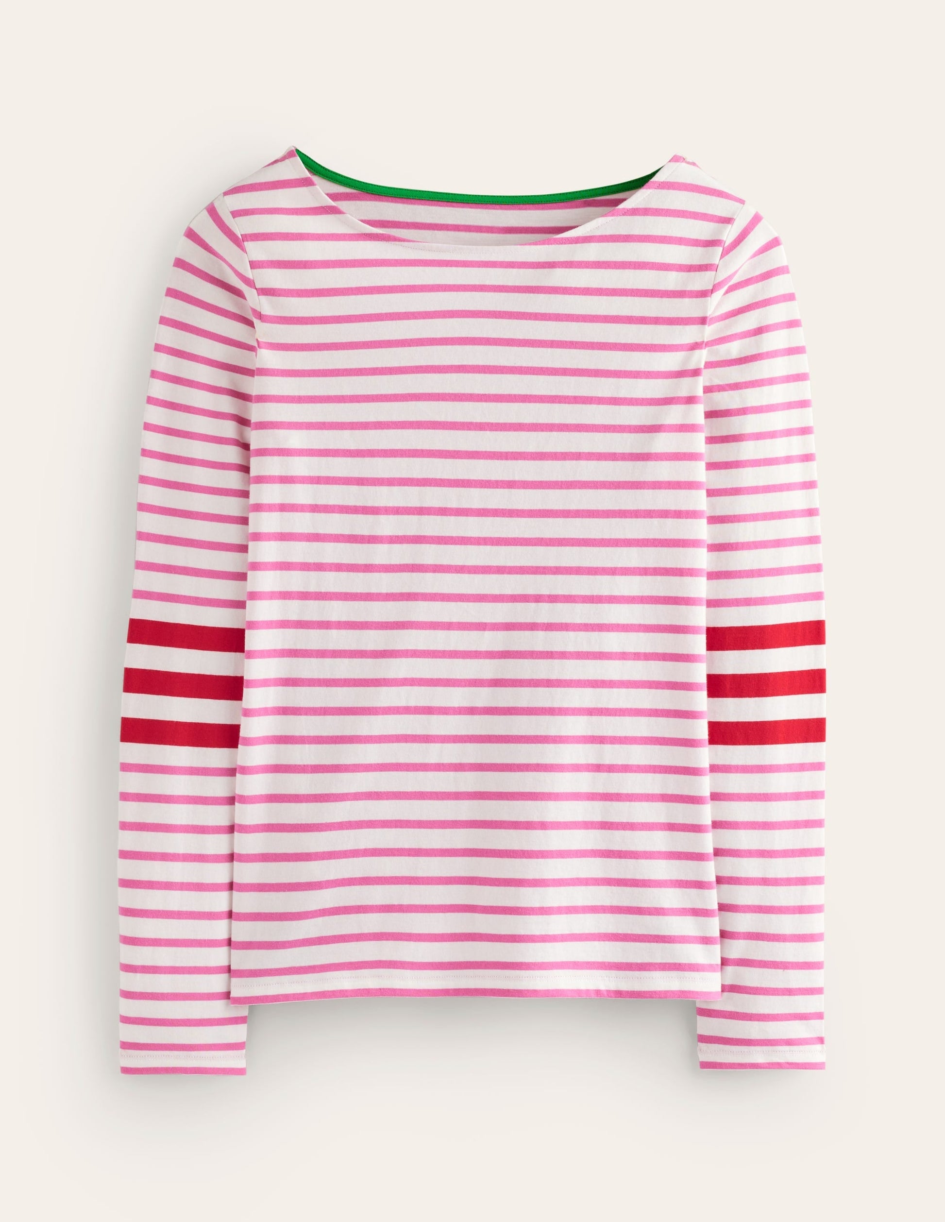 Ella Long Sleeve Breton-Ivory, Red and Party Pink-5