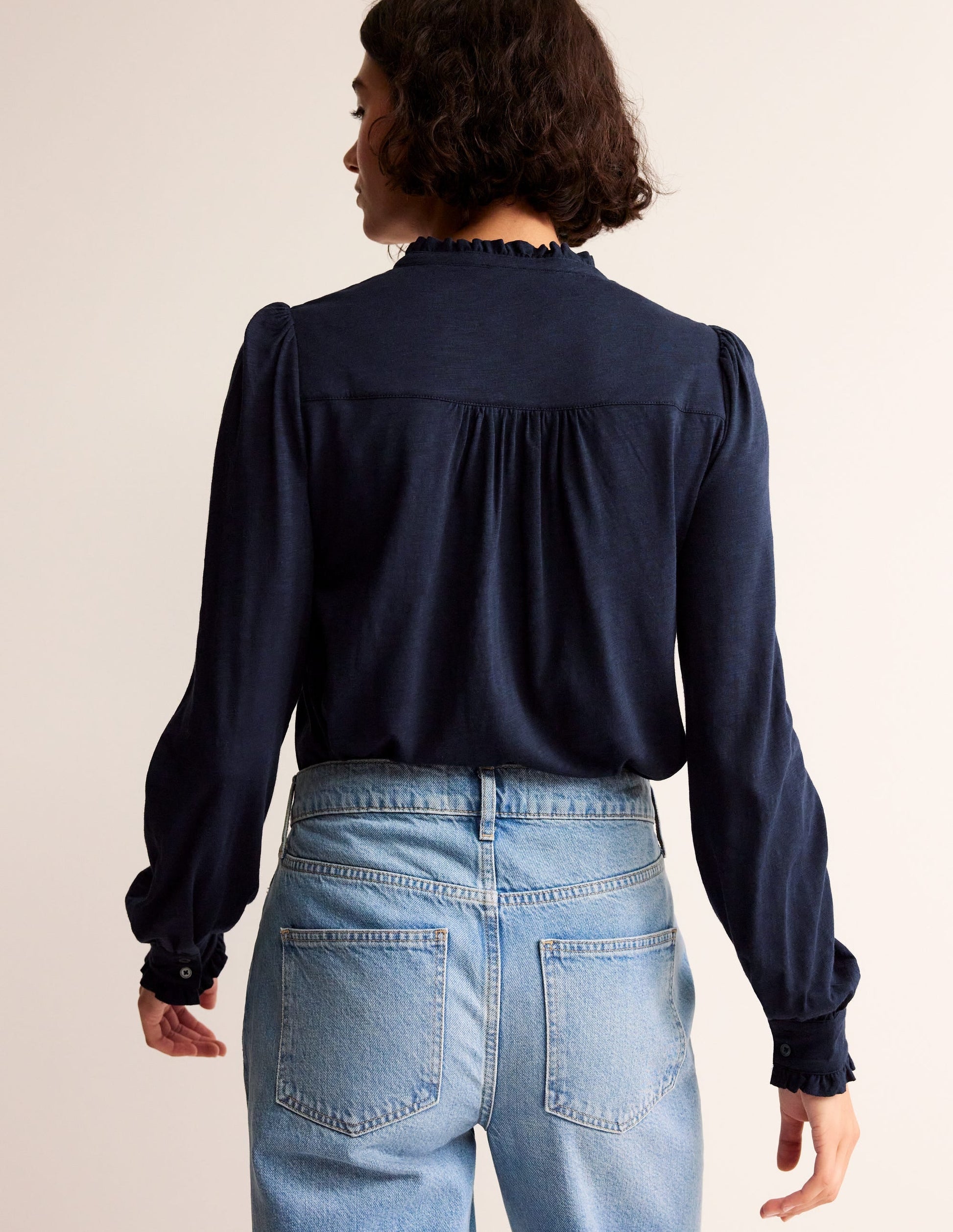 Caroline Jersey Shirt-Navy-3